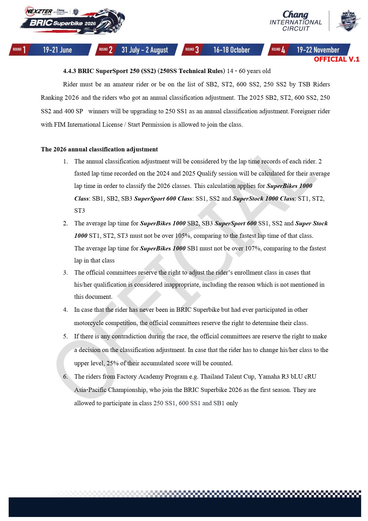 Page 4 of Sporting Regulation BRIC Superbikes 2026 Official V.1 (ENG)
