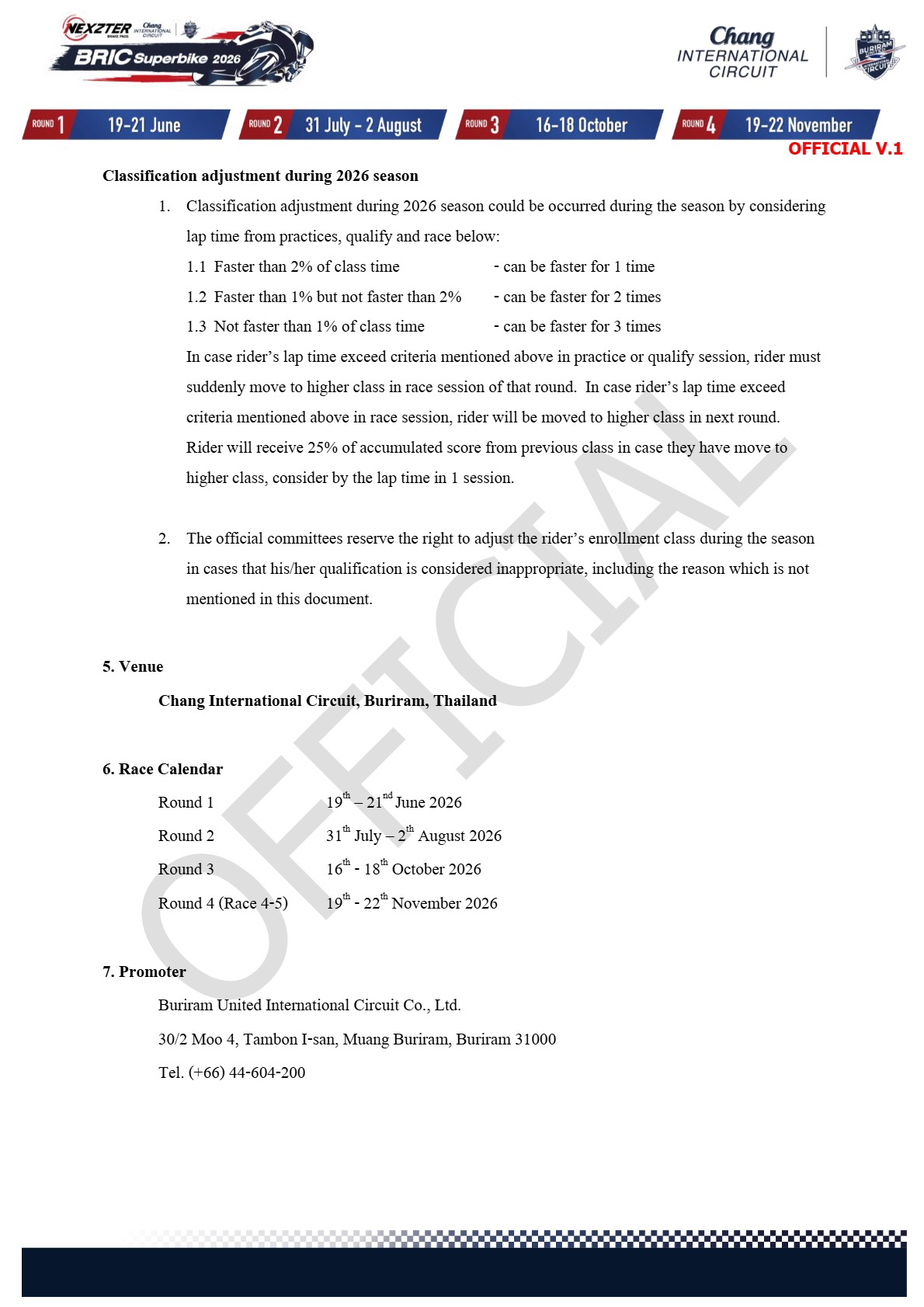 Page 5 of Sporting Regulation BRIC Superbikes 2026 Official V.1 (ENG)