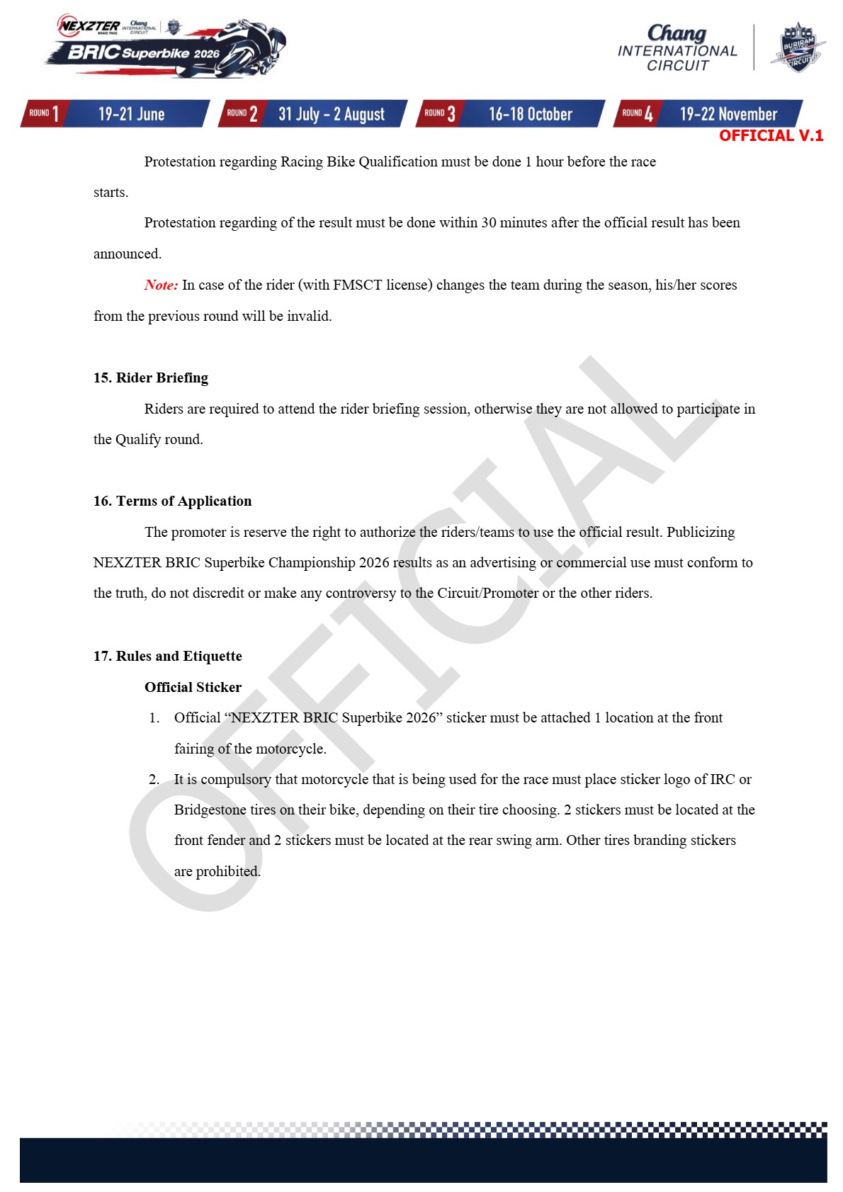 Page 9 of Sporting Regulation BRIC Superbikes 2026 Official V.1 (ENG)