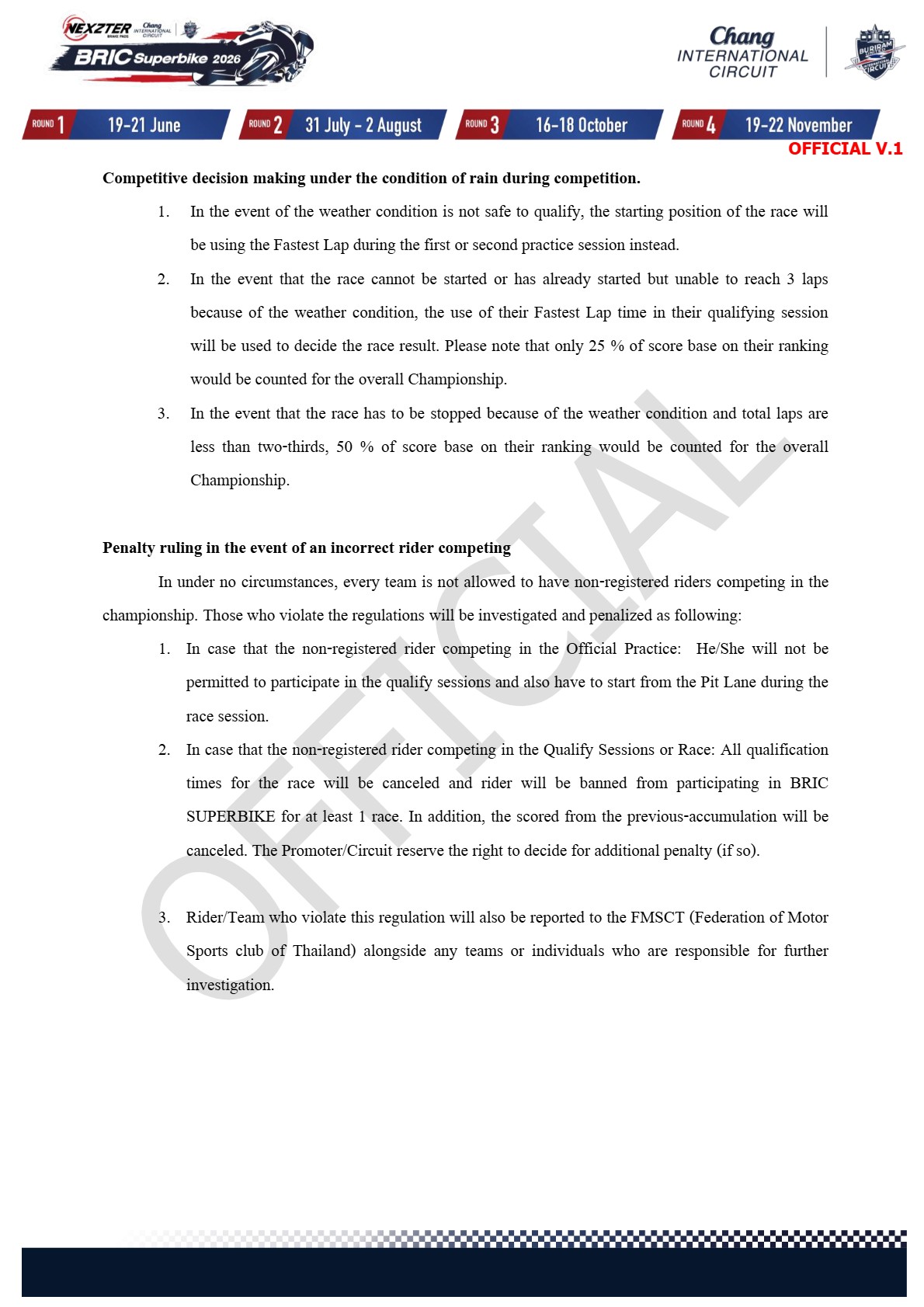 Page 13 of Sporting Regulation BRIC Superbikes 2026 Official V.1 (ENG)