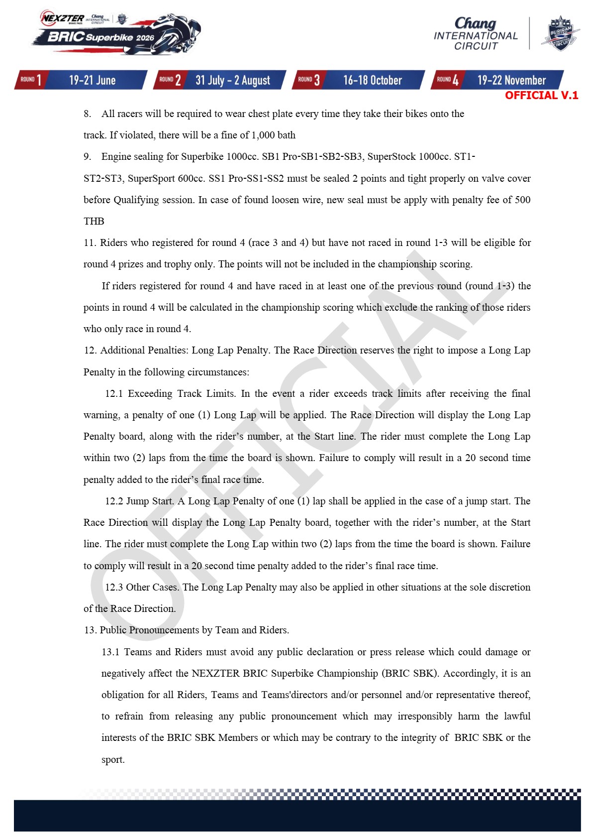 Page 15 of Sporting Regulation BRIC Superbikes 2026 Official V.1 (ENG)