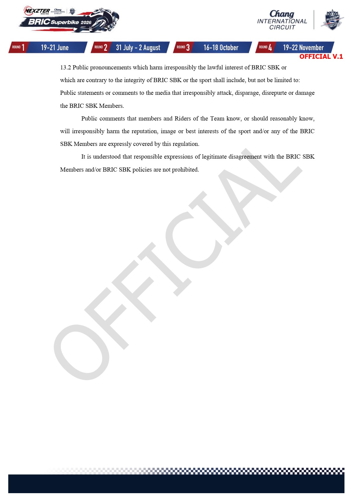 Page 16 of Sporting Regulation BRIC Superbikes 2026 Official V.1 (ENG)