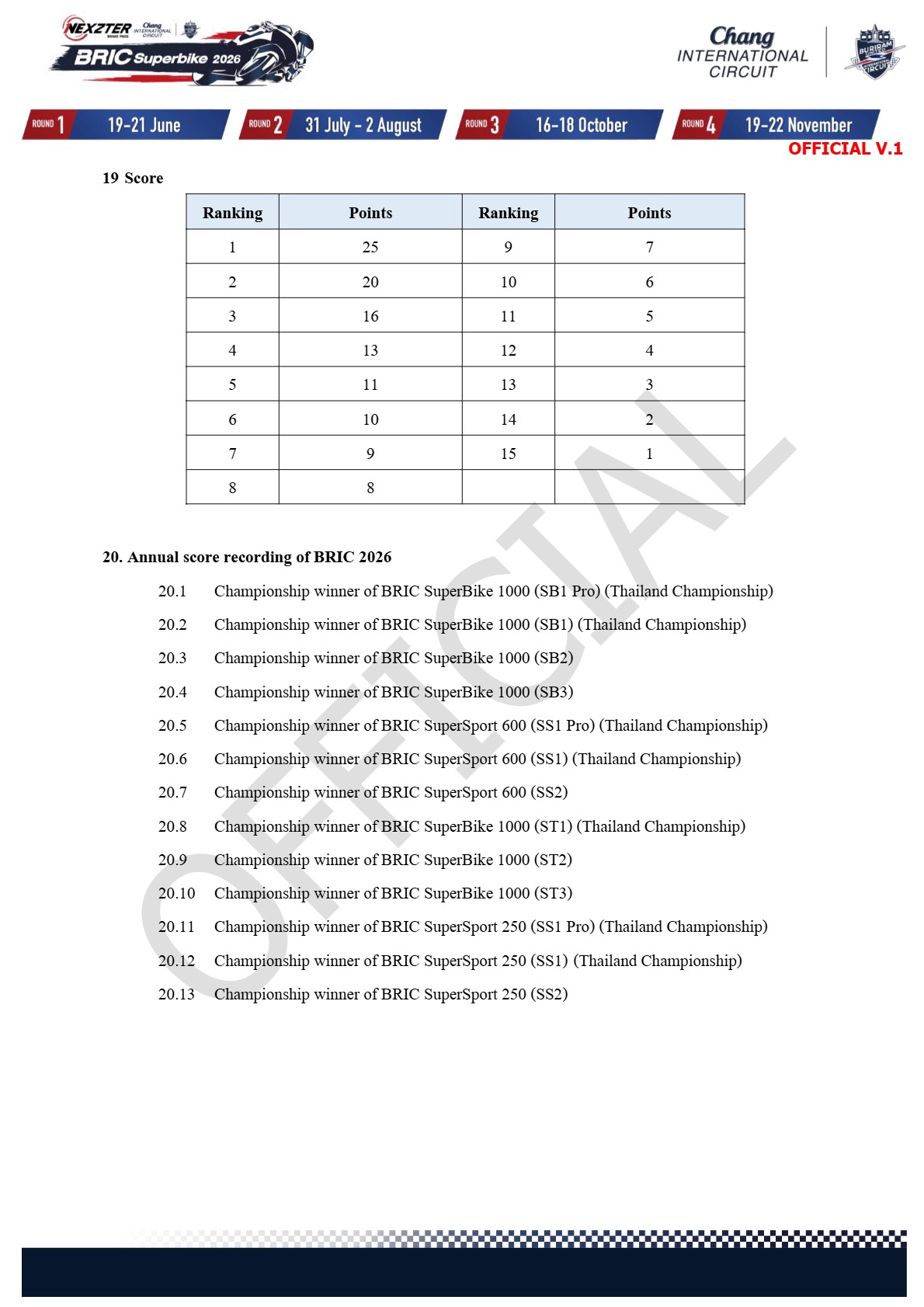 Page 19 of Sporting Regulation BRIC Superbikes 2026 Official V.1 (ENG)