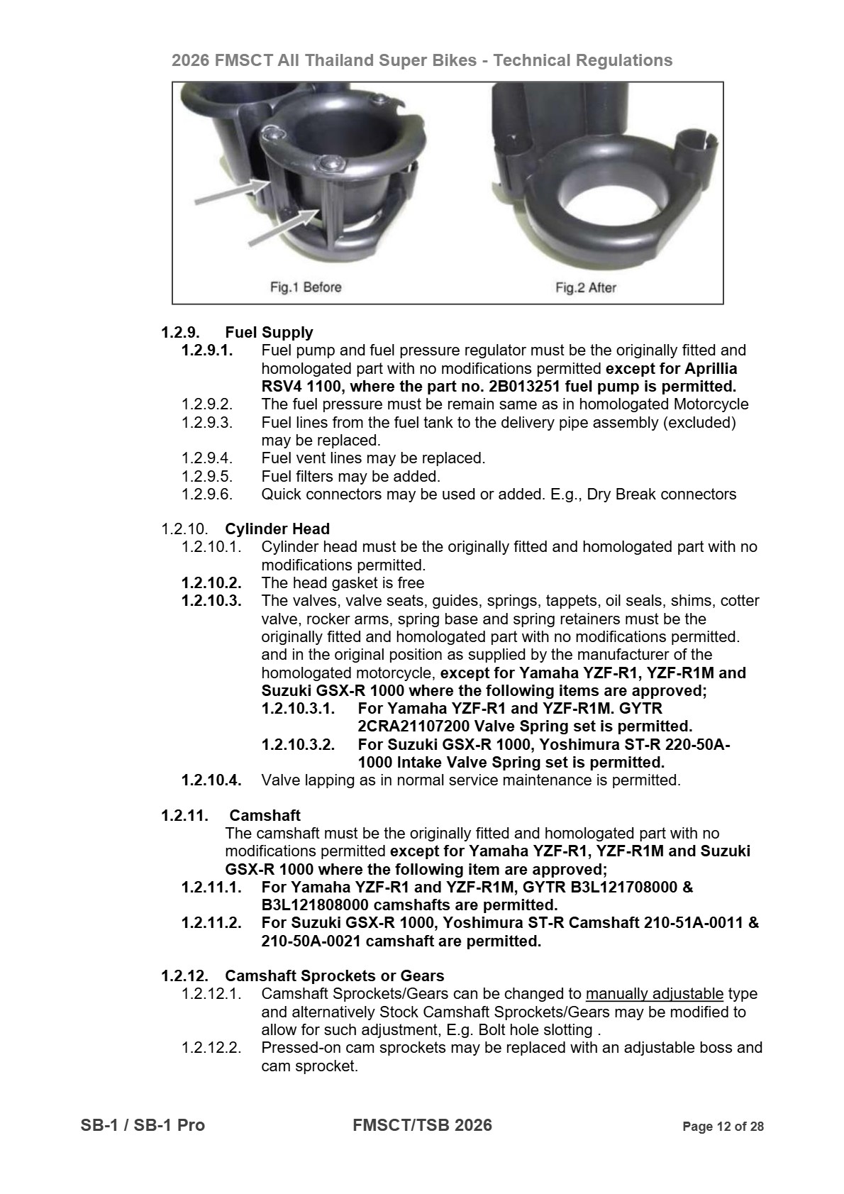 Page 12 of 2026 FMSCTTSB SuperBike 1000 Technical Regulations SB1-SB1Pro Rev2