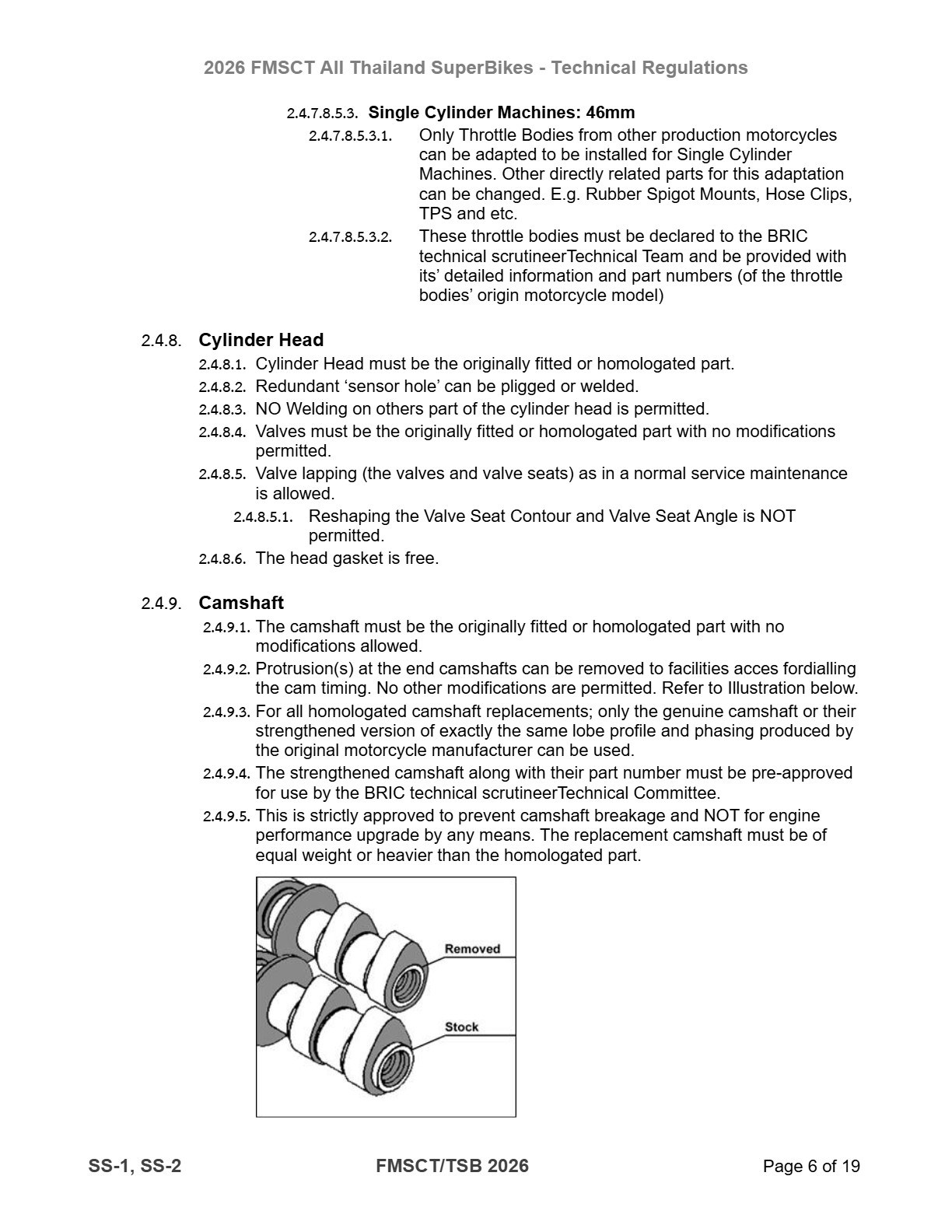 Page 6 of 2026 FMSCTTSB SuperSports 250 Technical Regulations Rev1