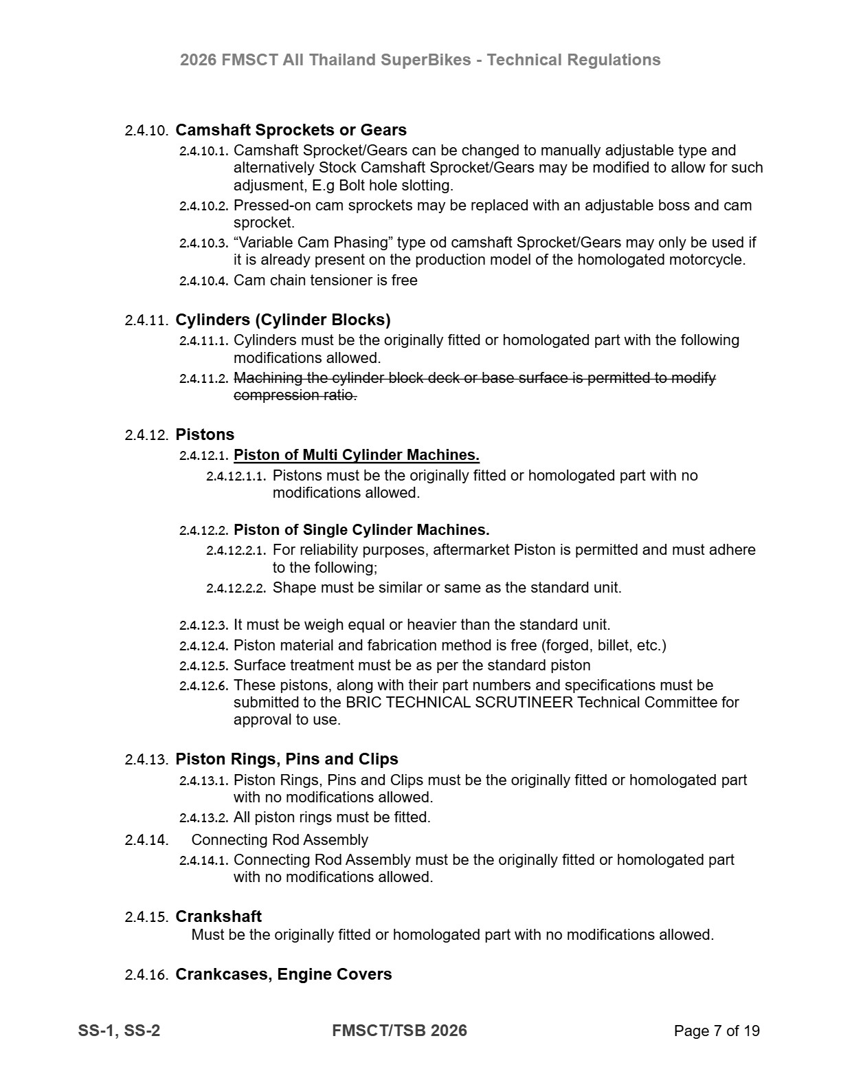 Page 7 of 2026 FMSCTTSB SuperSports 250 Technical Regulations Rev1