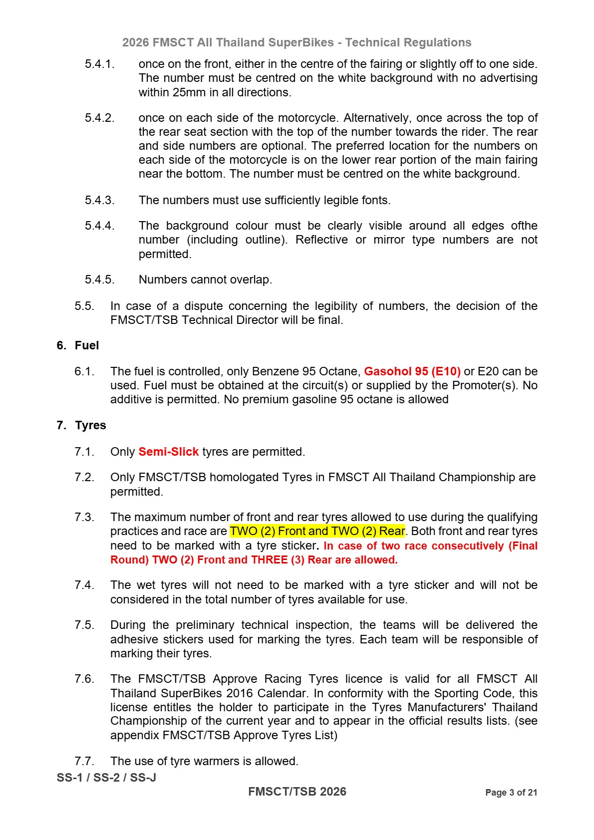 Page 3 of 2026 FMSCTTSB SuperSports 600 Technical Regulations Rev1