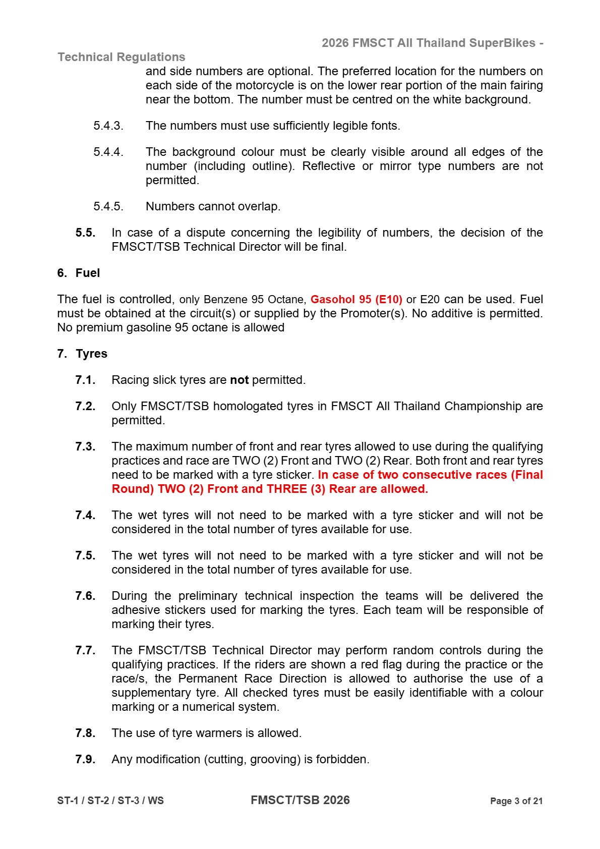Page 3 of 2026 FMSCTTSB SuperStock 1000 Technical Regulations Rev1