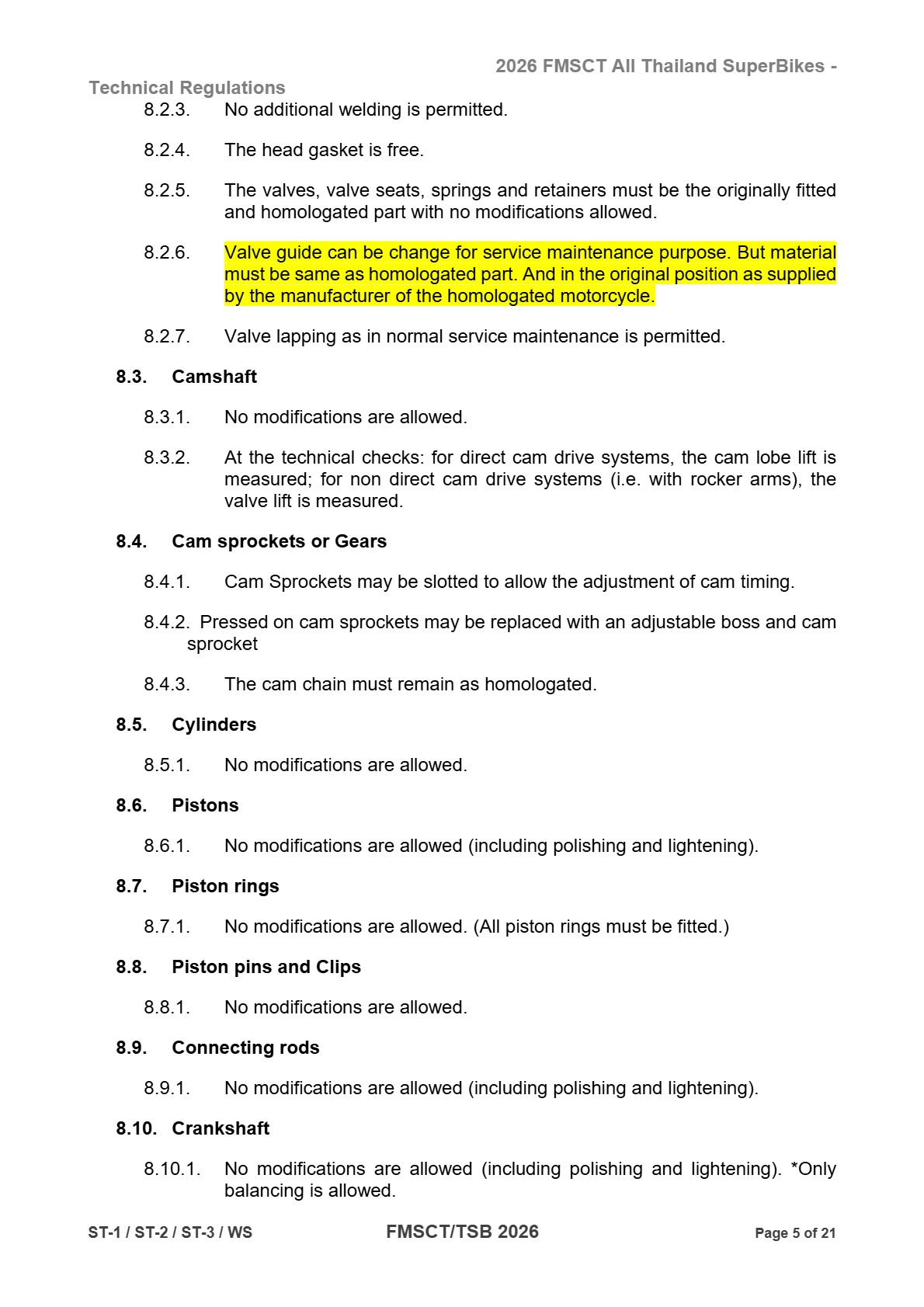 Page 5 of 2026 FMSCTTSB SuperStock 1000 Technical Regulations Rev1