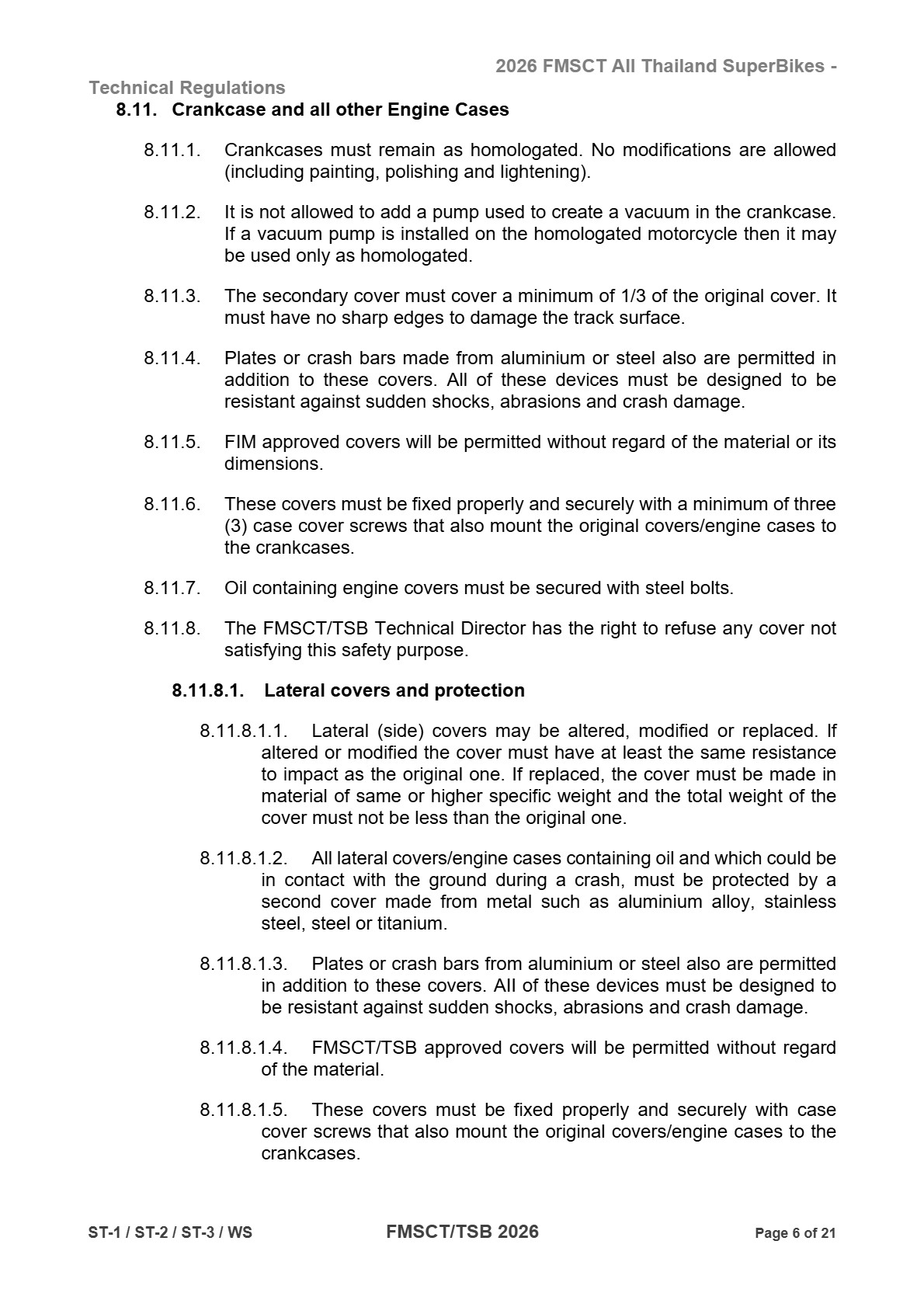 Page 6 of 2026 FMSCTTSB SuperStock 1000 Technical Regulations Rev1