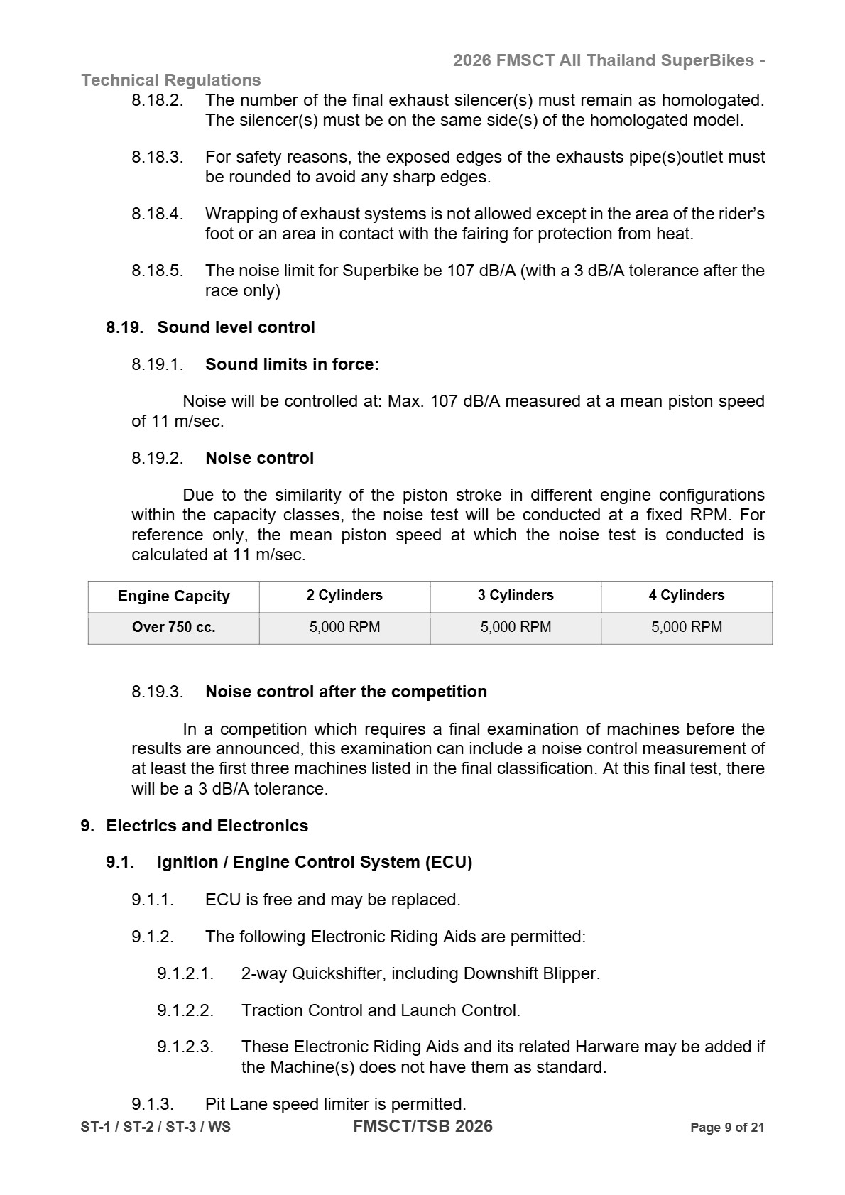 Page 9 of 2026 FMSCTTSB SuperStock 1000 Technical Regulations Rev1