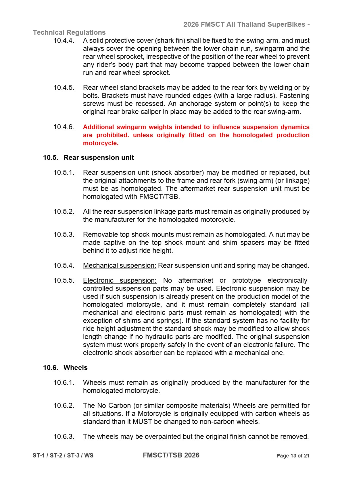 Page 13 of 2026 FMSCTTSB SuperStock 1000 Technical Regulations Rev1