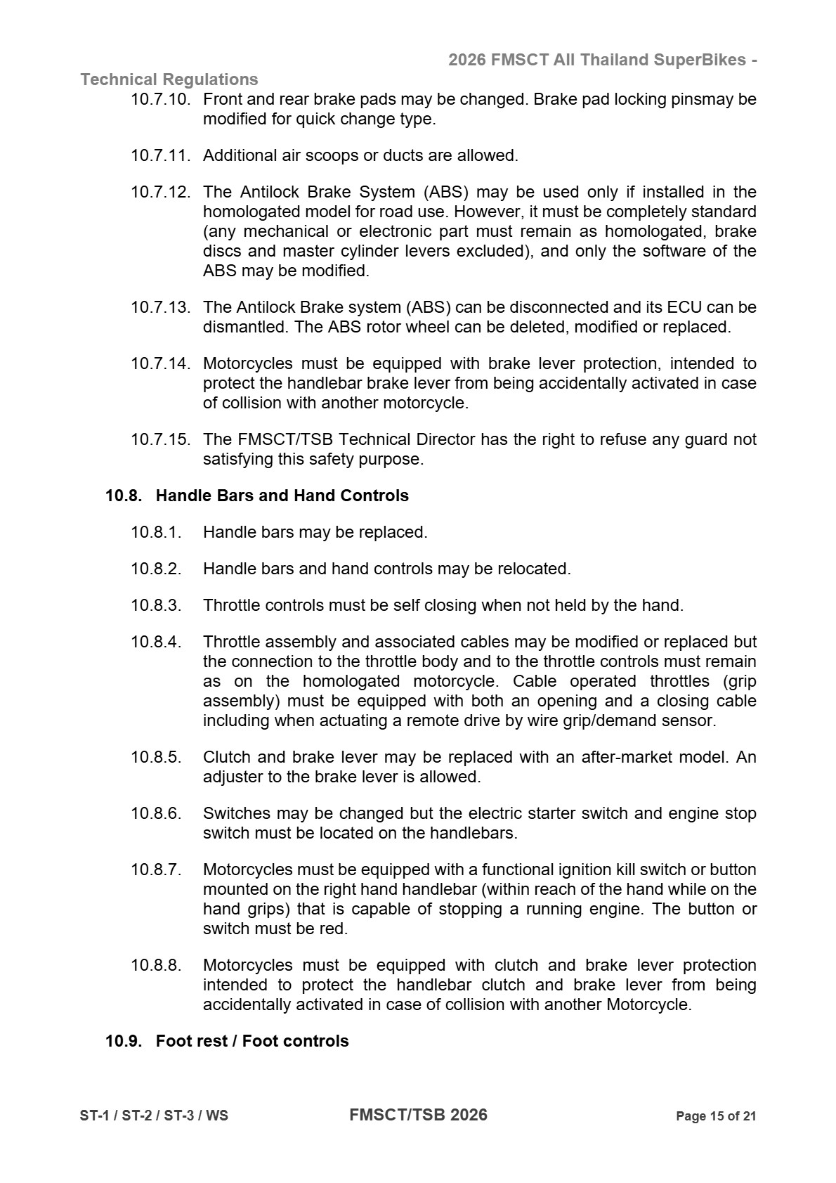 Page 15 of 2026 FMSCTTSB SuperStock 1000 Technical Regulations Rev1