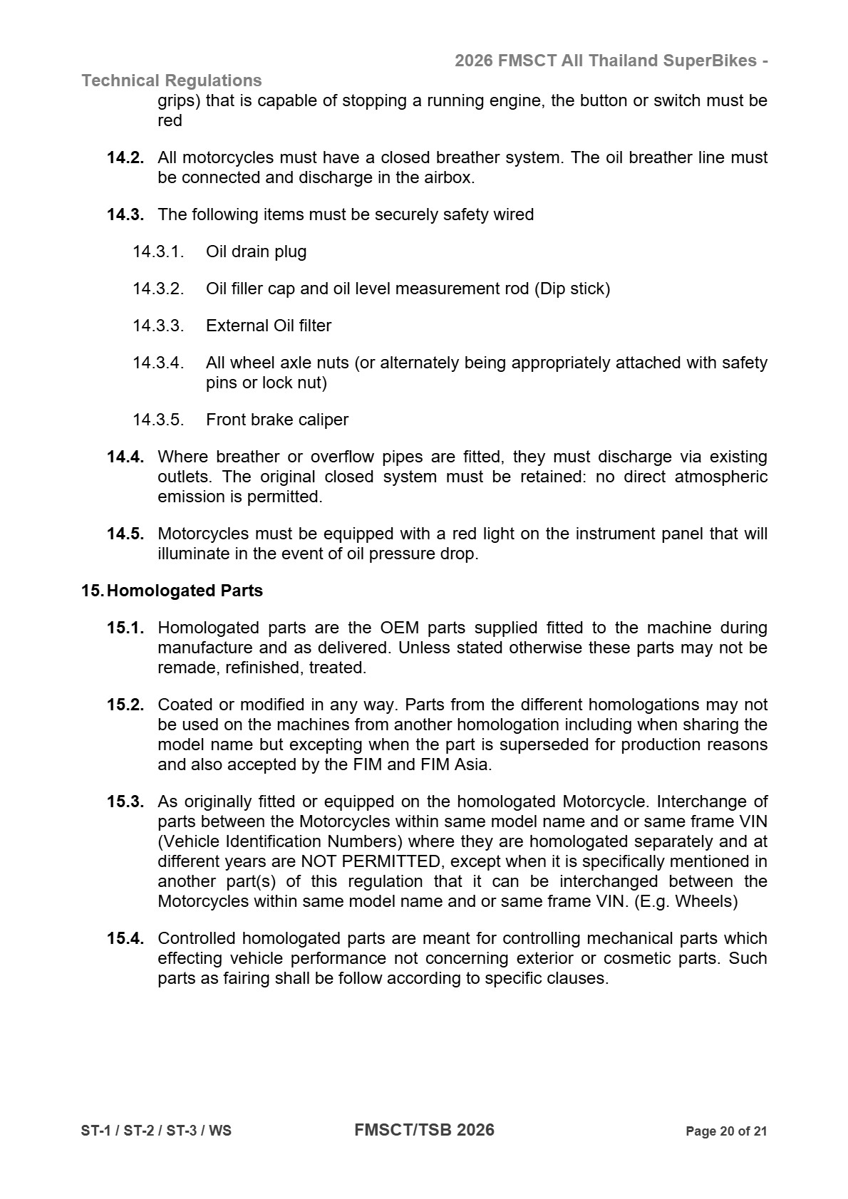 Page 20 of 2026 FMSCTTSB SuperStock 1000 Technical Regulations Rev1