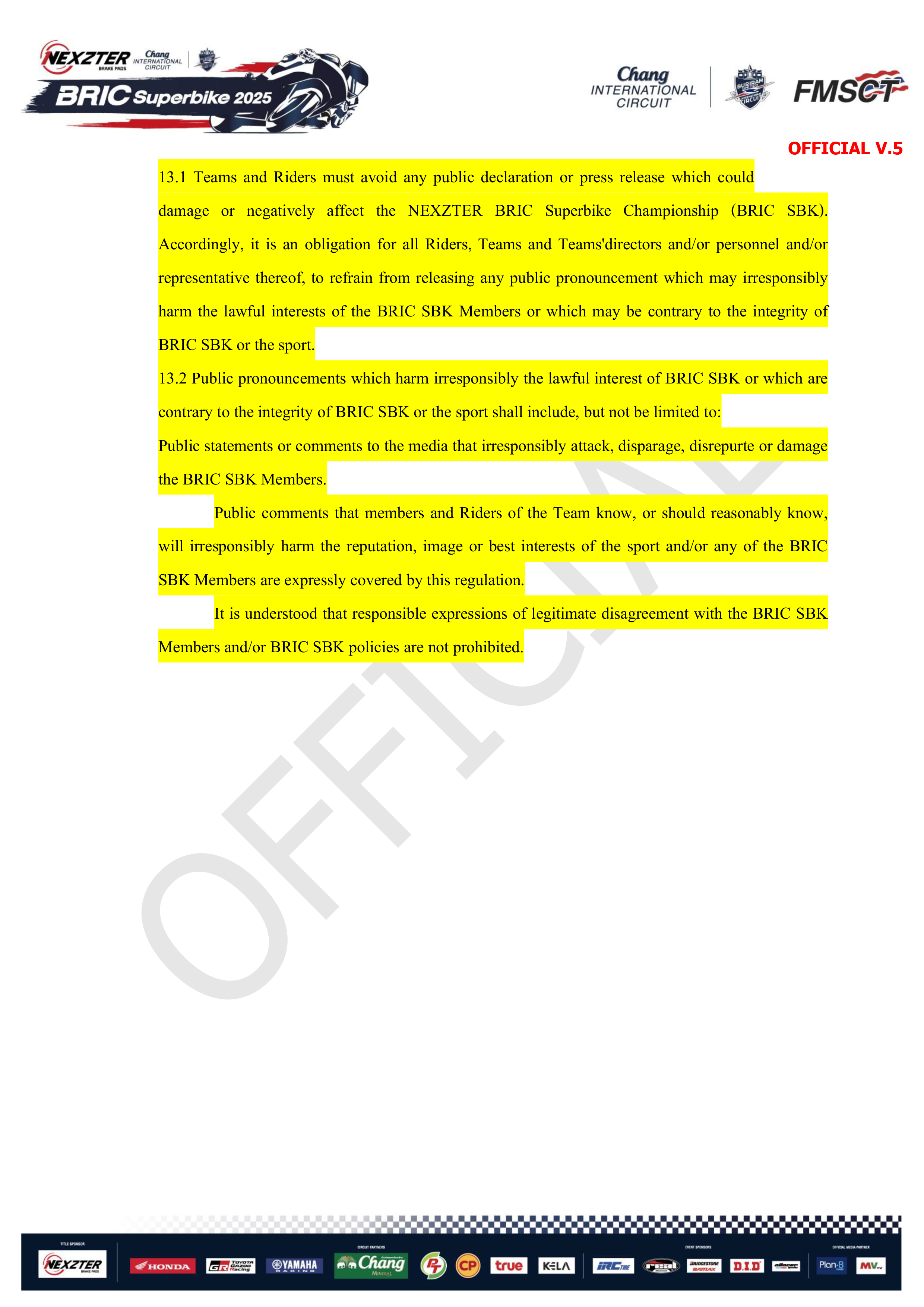 Page 16 of Sporting Regulation BRIC Superbikes 2025 Official (ENG)