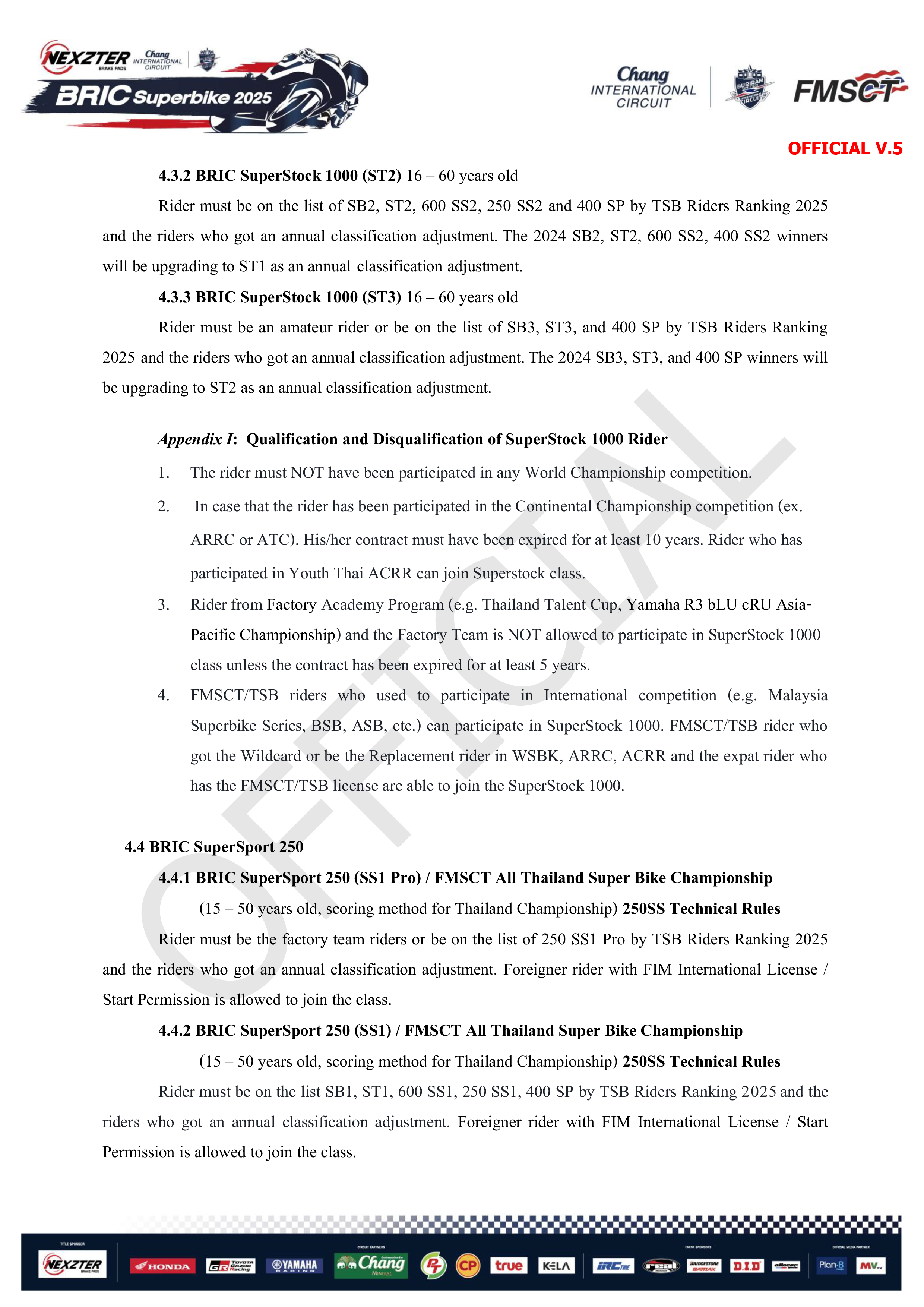 Page 3 of Sporting Regulation BRIC Superbikes 2025 Official (ENG)