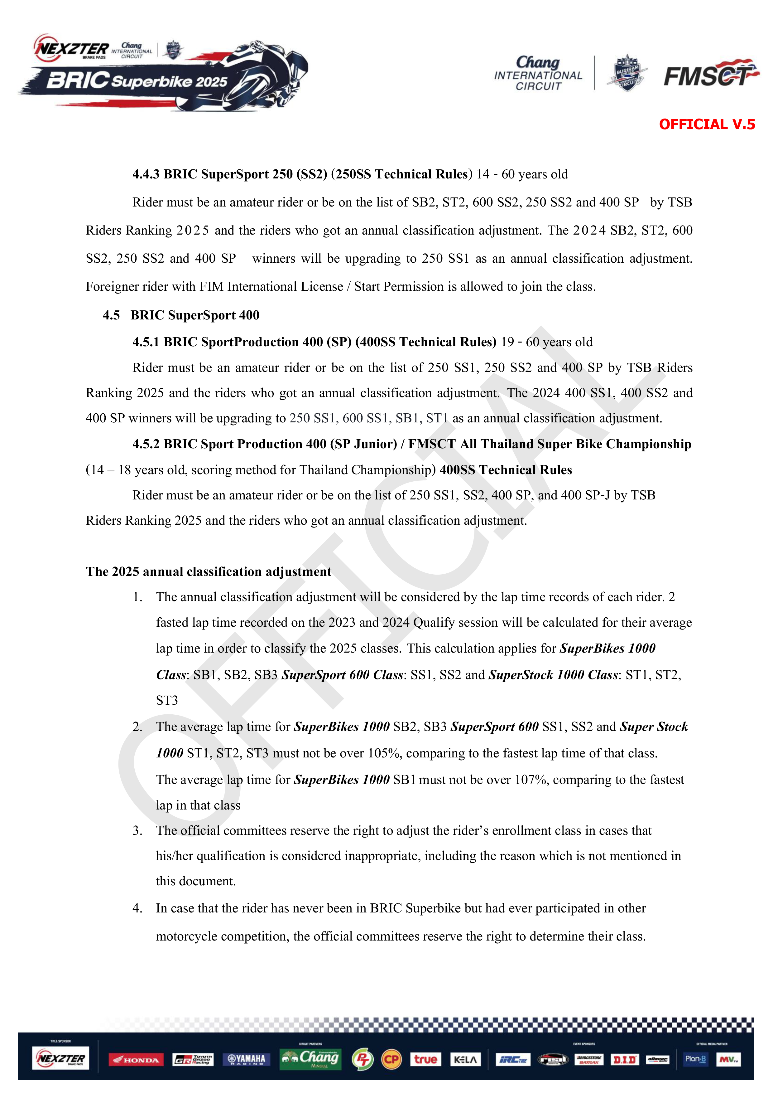 Page 4 of Sporting Regulation BRIC Superbikes 2025 Official (ENG)
