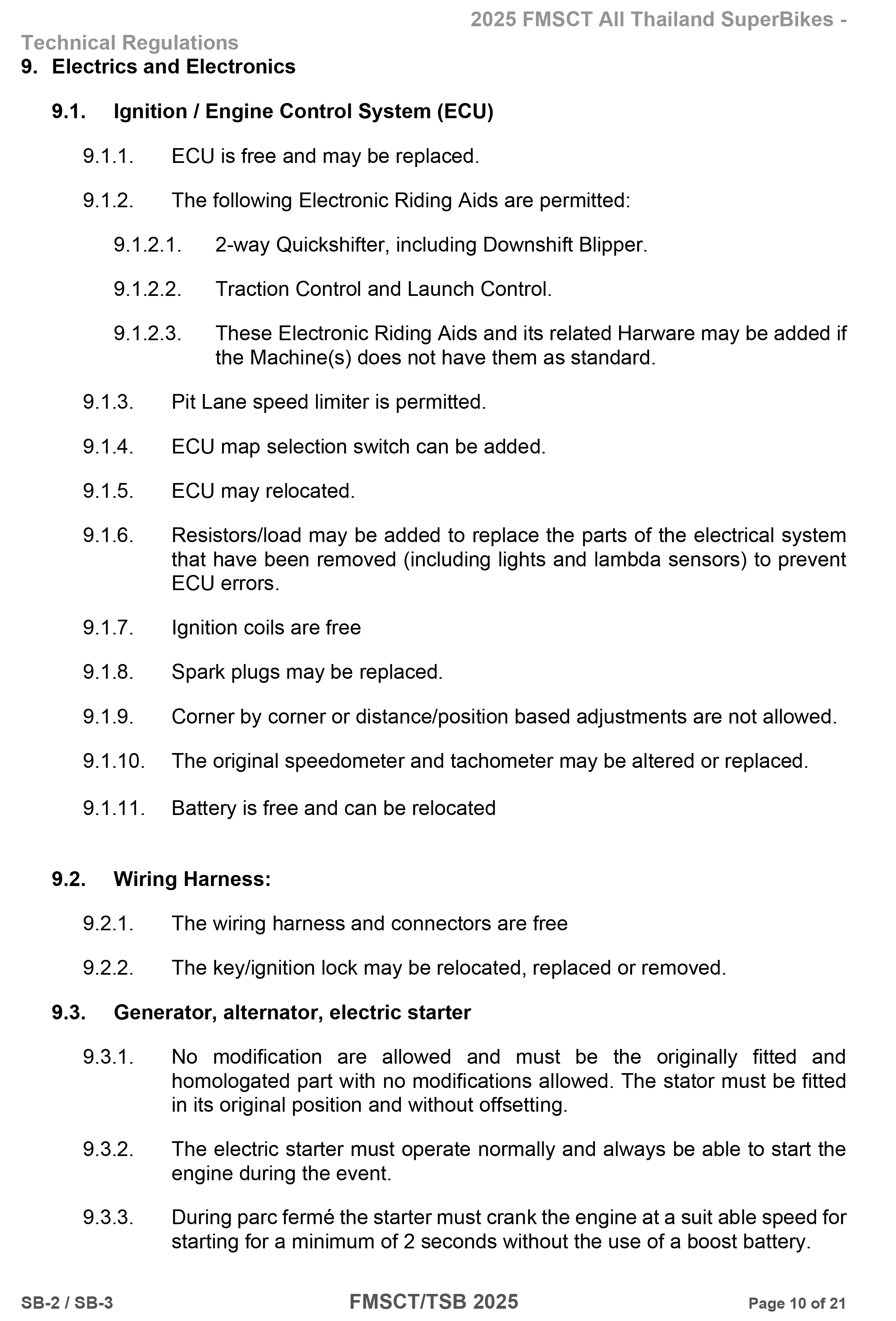 Page 10 of 2025 FMSCTTSB SuperBike 1000 Technical Regulations SB2-SB3 Rev1.2