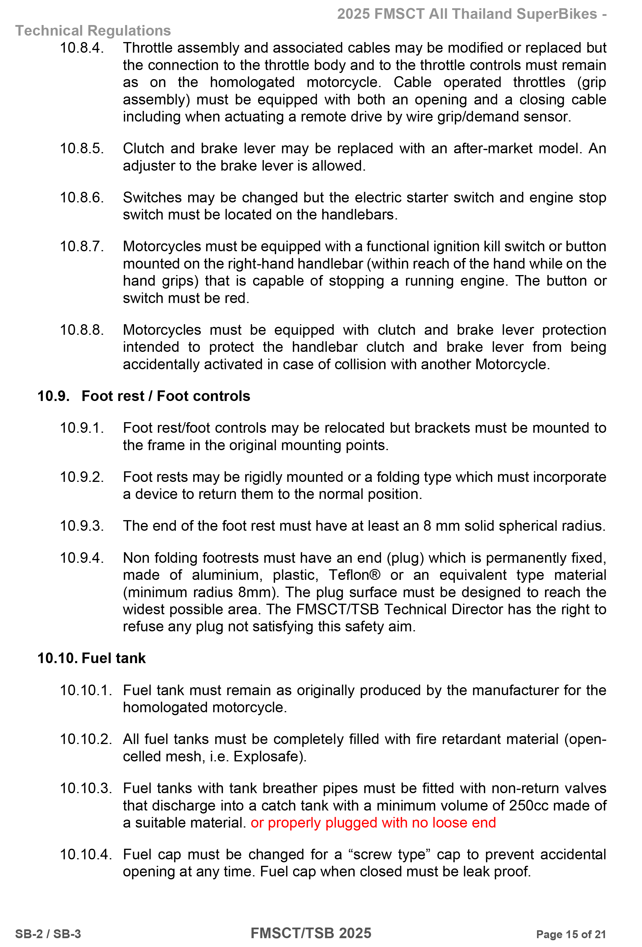 Page 15 of 2025 FMSCTTSB SuperBike 1000 Technical Regulations SB2-SB3 Rev1.2