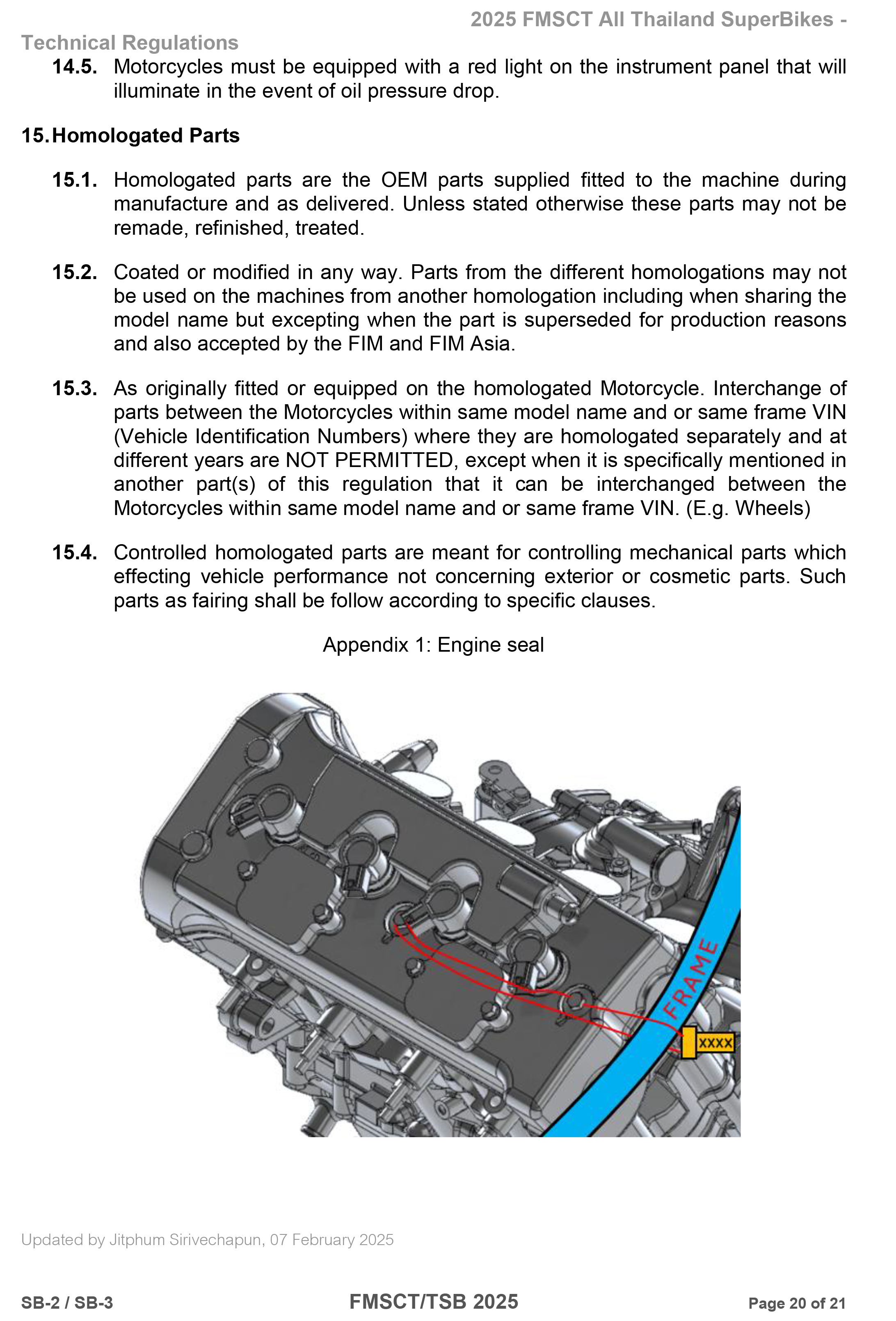 Page 20 of 2025 FMSCTTSB SuperBike 1000 Technical Regulations SB2-SB3 Rev1.2