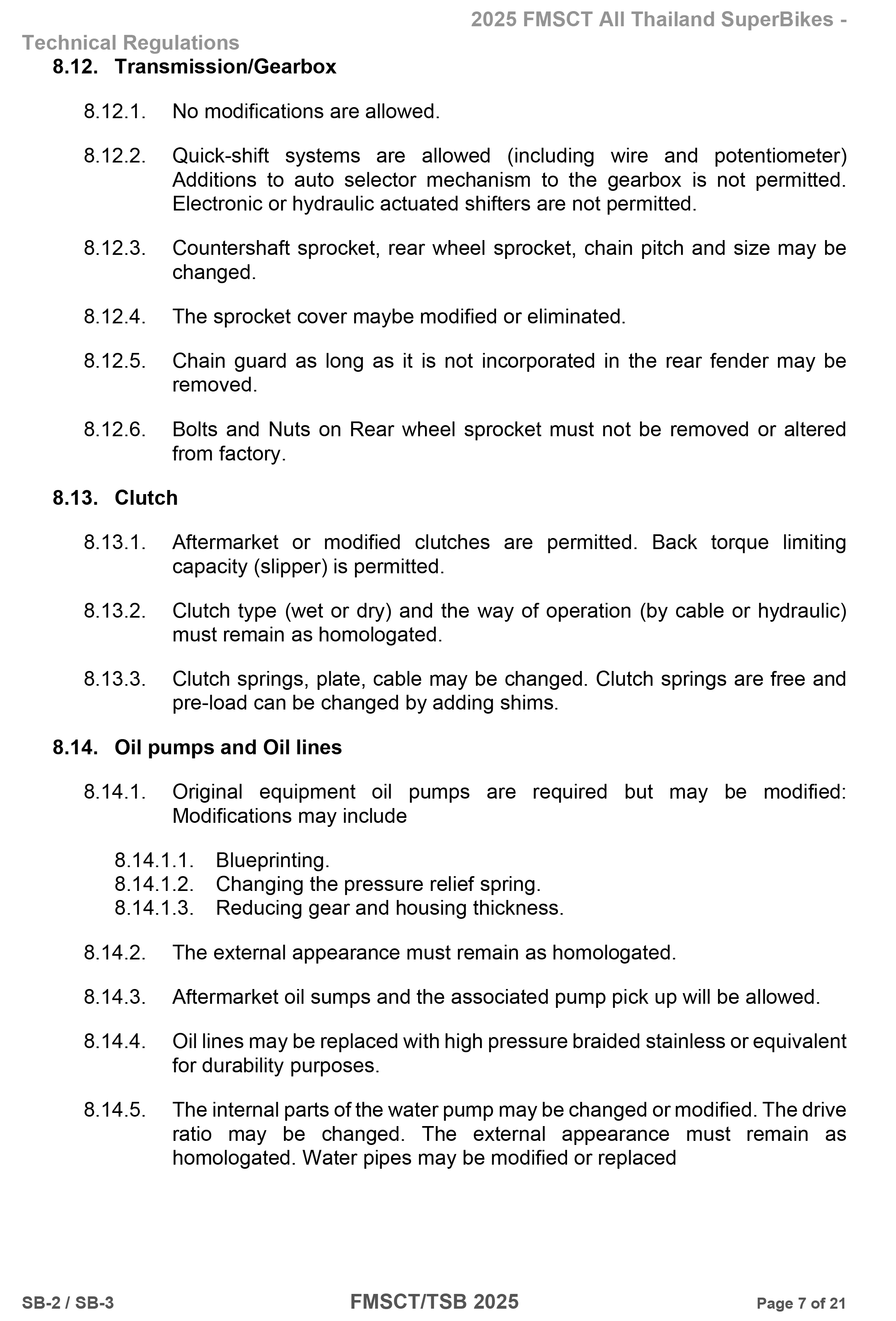 Page 7 of 2025 FMSCTTSB SuperBike 1000 Technical Regulations SB2-SB3 Rev1.2