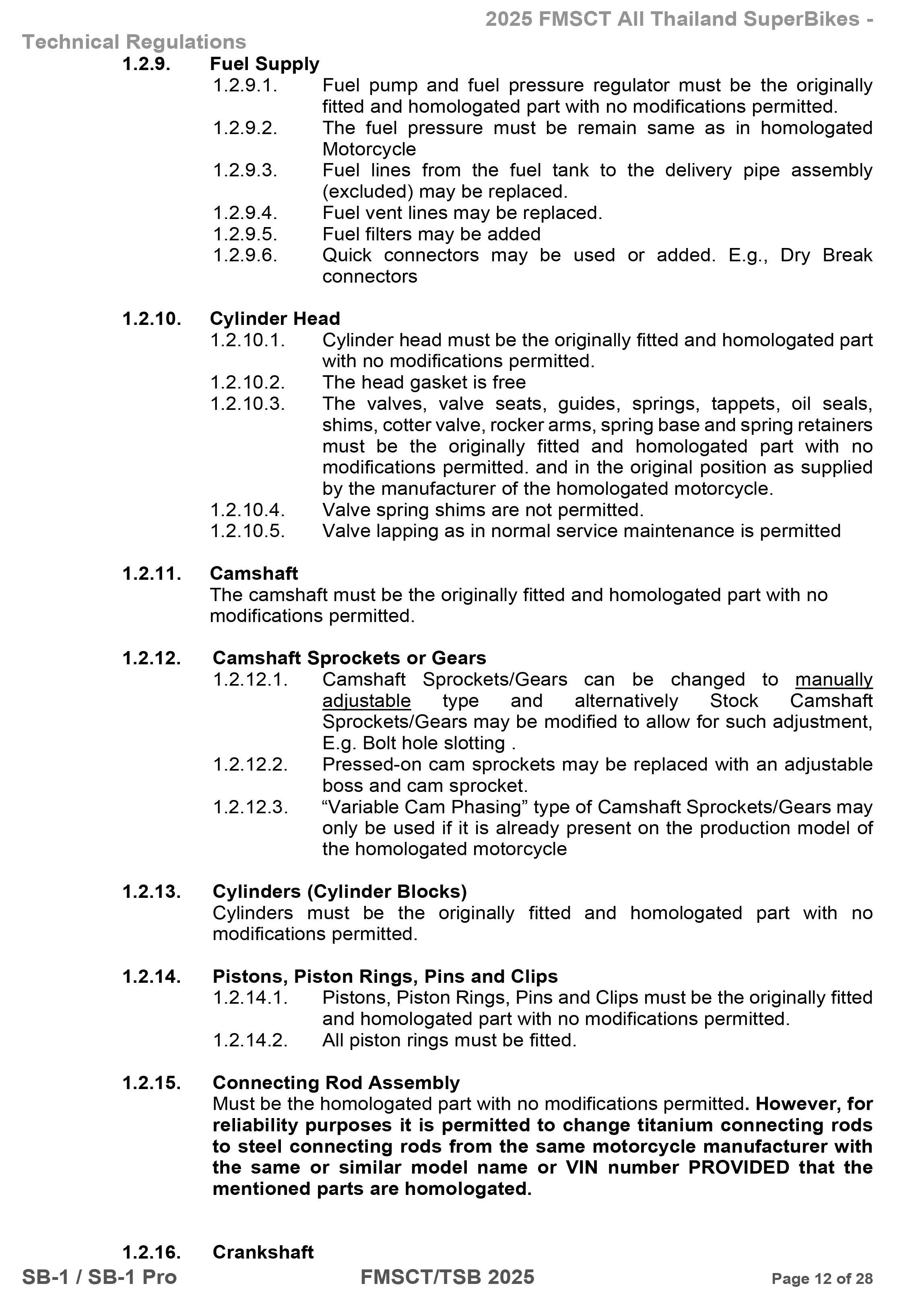 Page 12 of 2025 FMSCTTSB SuperBike 1000 Technical Regulations SB1-SB1Pro V1.4