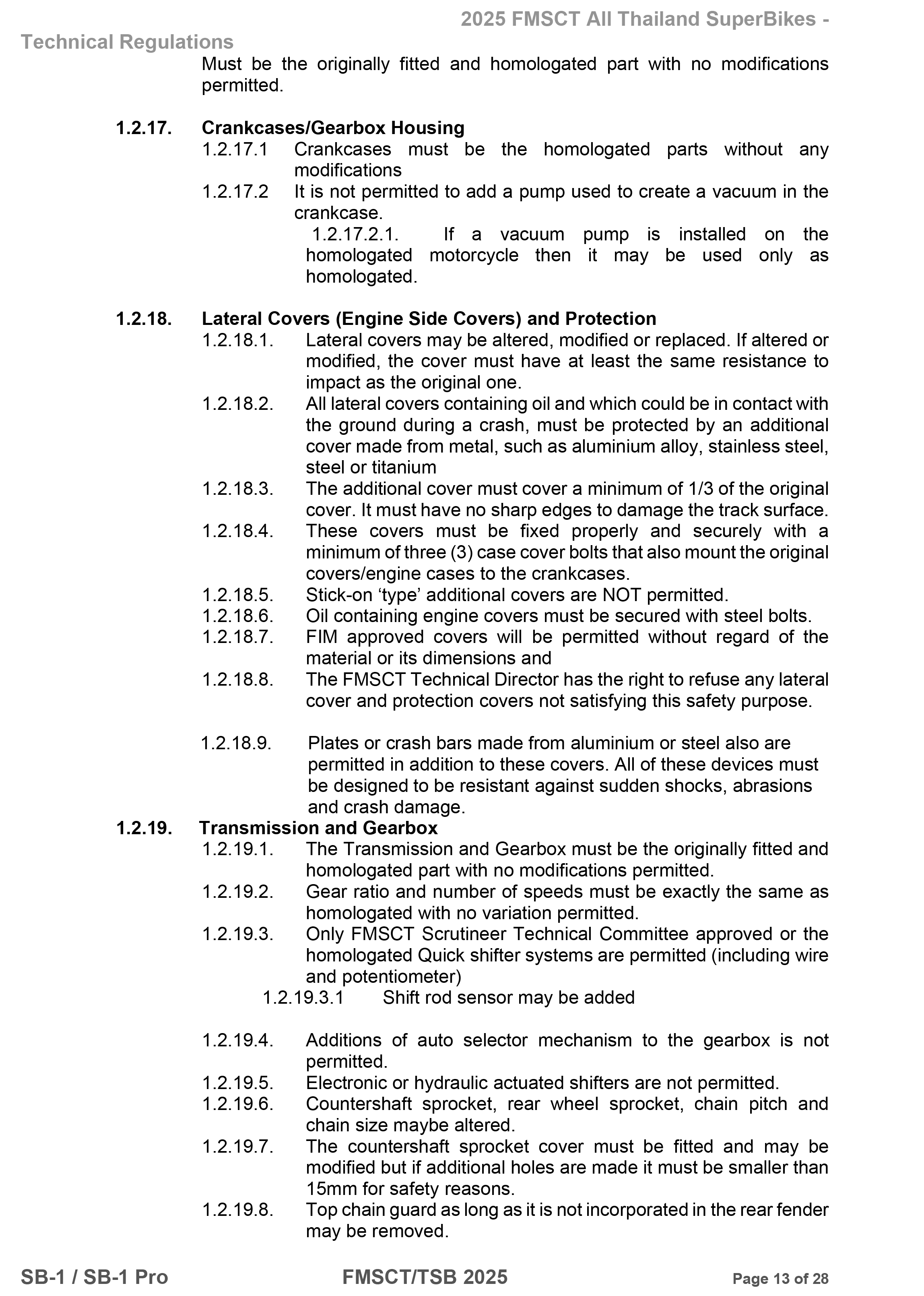Page 13 of 2025 FMSCTTSB SuperBike 1000 Technical Regulations SB1-SB1Pro V1.4