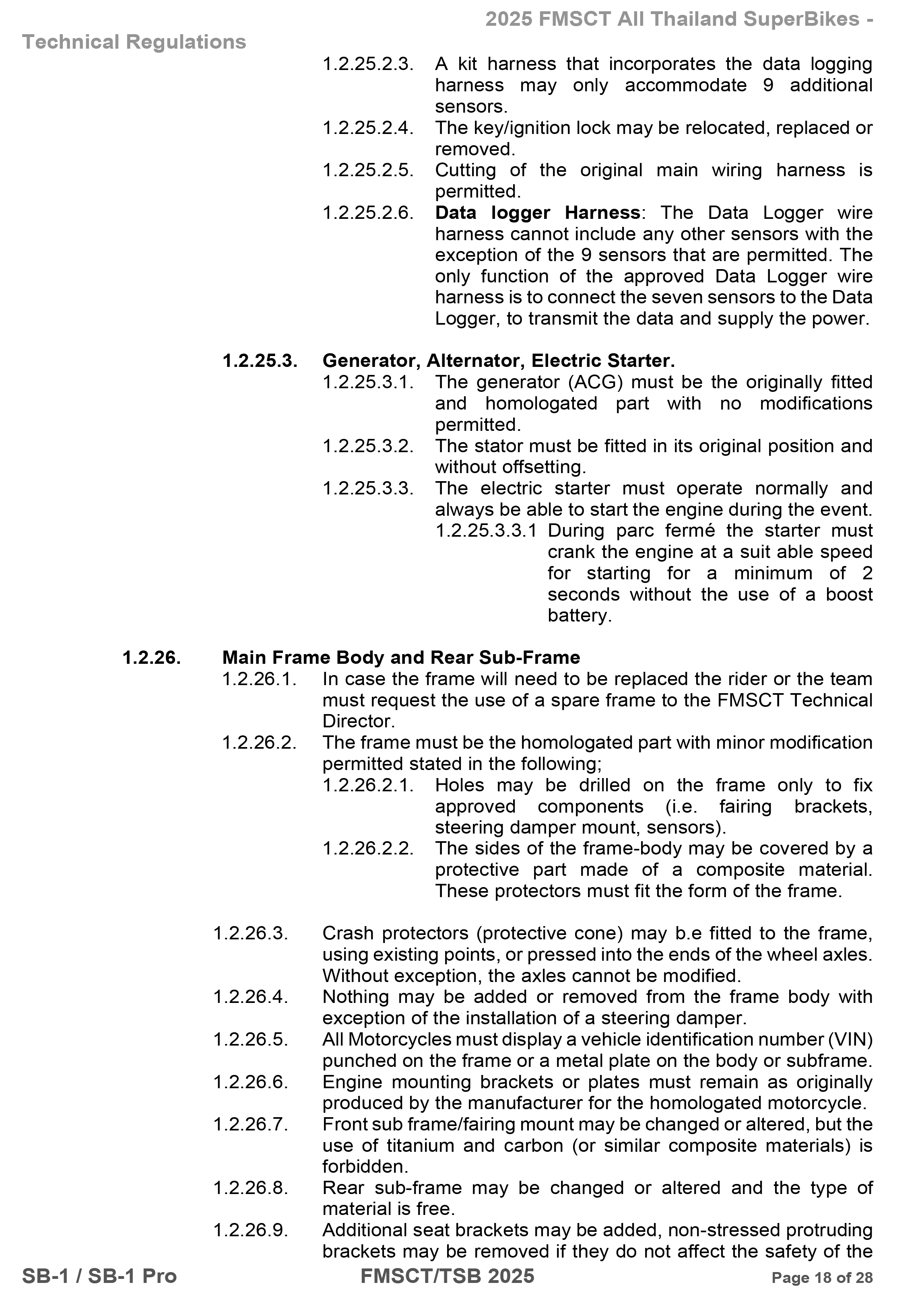 Page 18 of 2025 FMSCTTSB SuperBike 1000 Technical Regulations SB1-SB1Pro V1.4