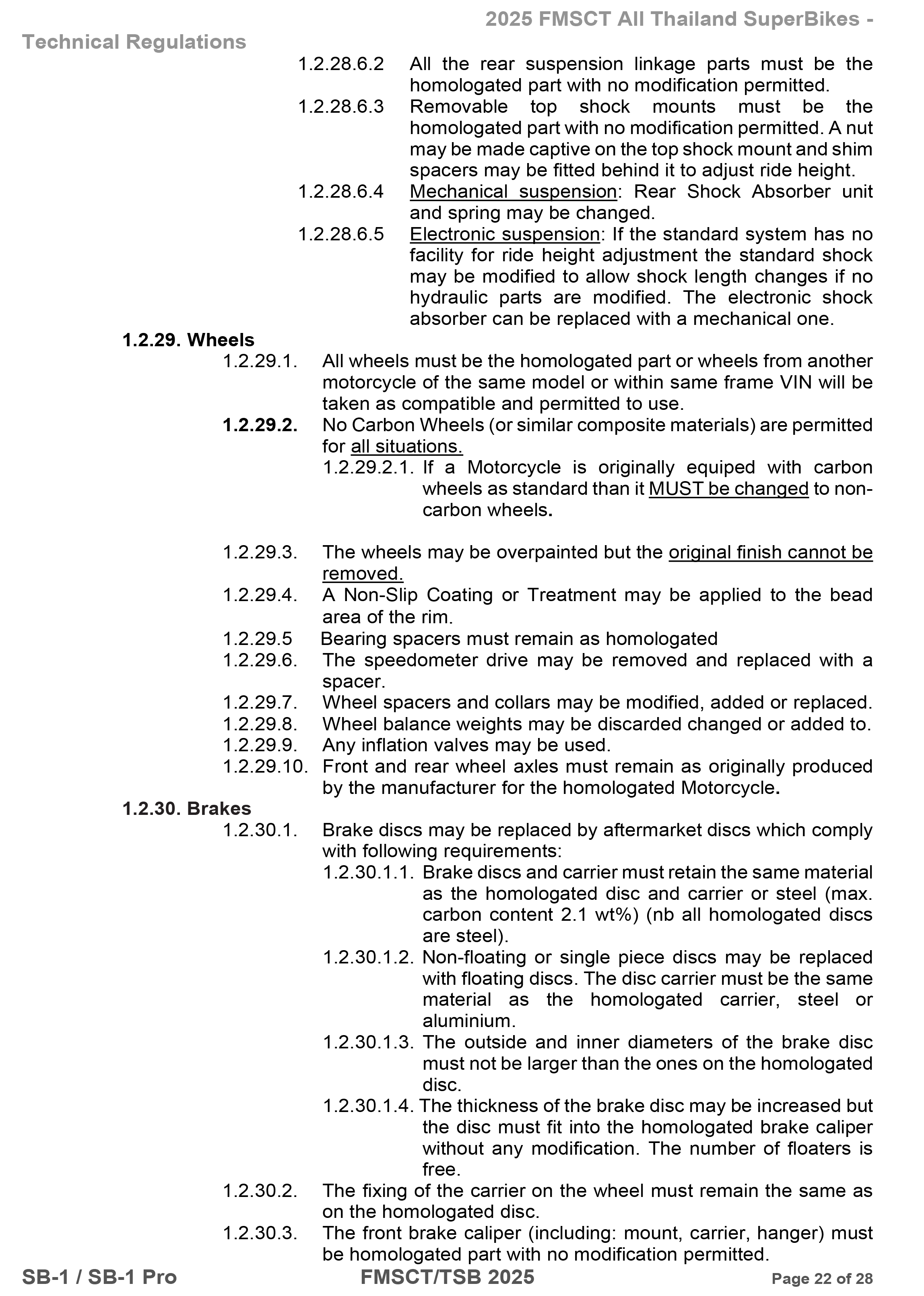 Page 22 of 2025 FMSCTTSB SuperBike 1000 Technical Regulations SB1-SB1Pro V1.4
