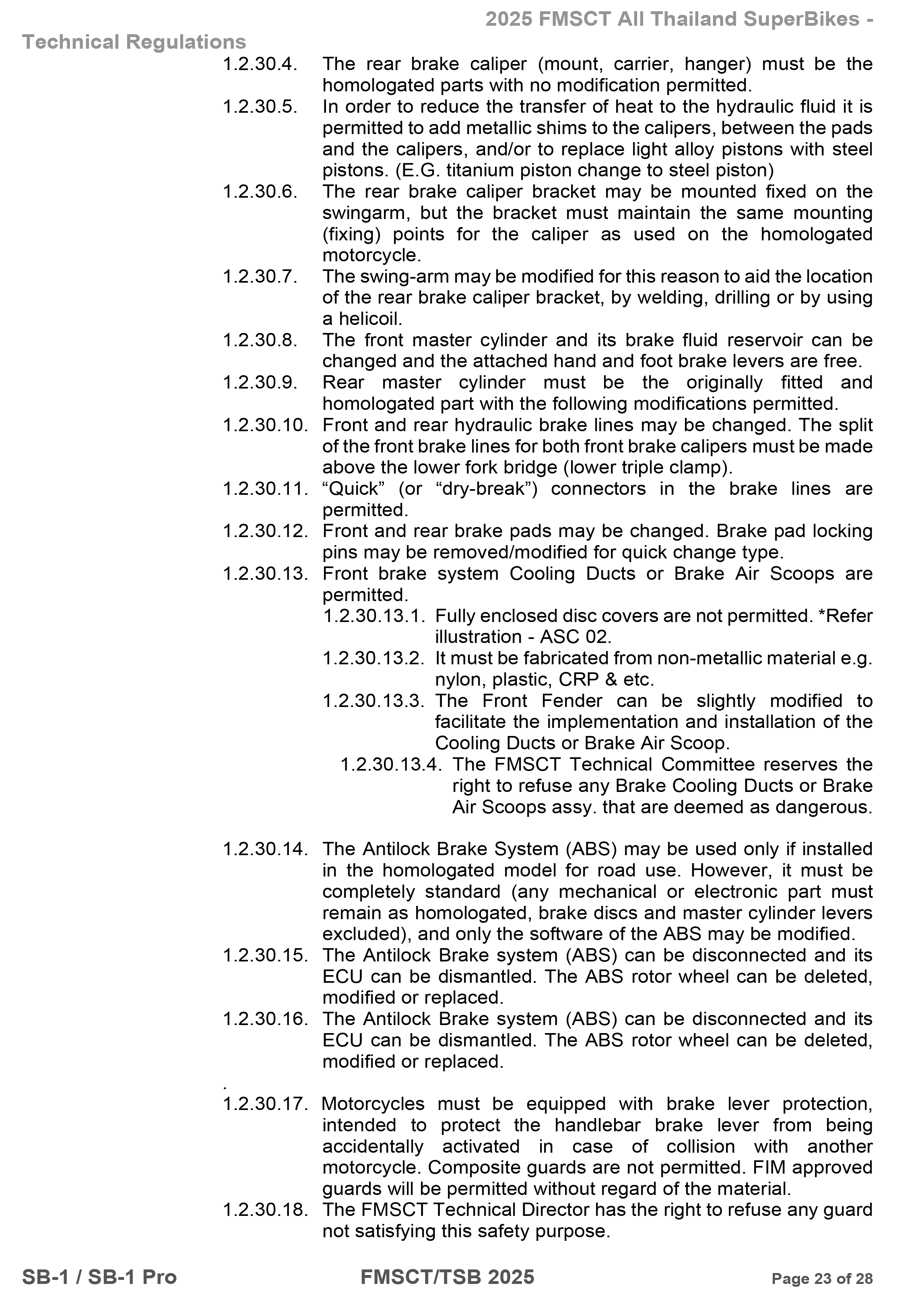 Page 23 of 2025 FMSCTTSB SuperBike 1000 Technical Regulations SB1-SB1Pro V1.4