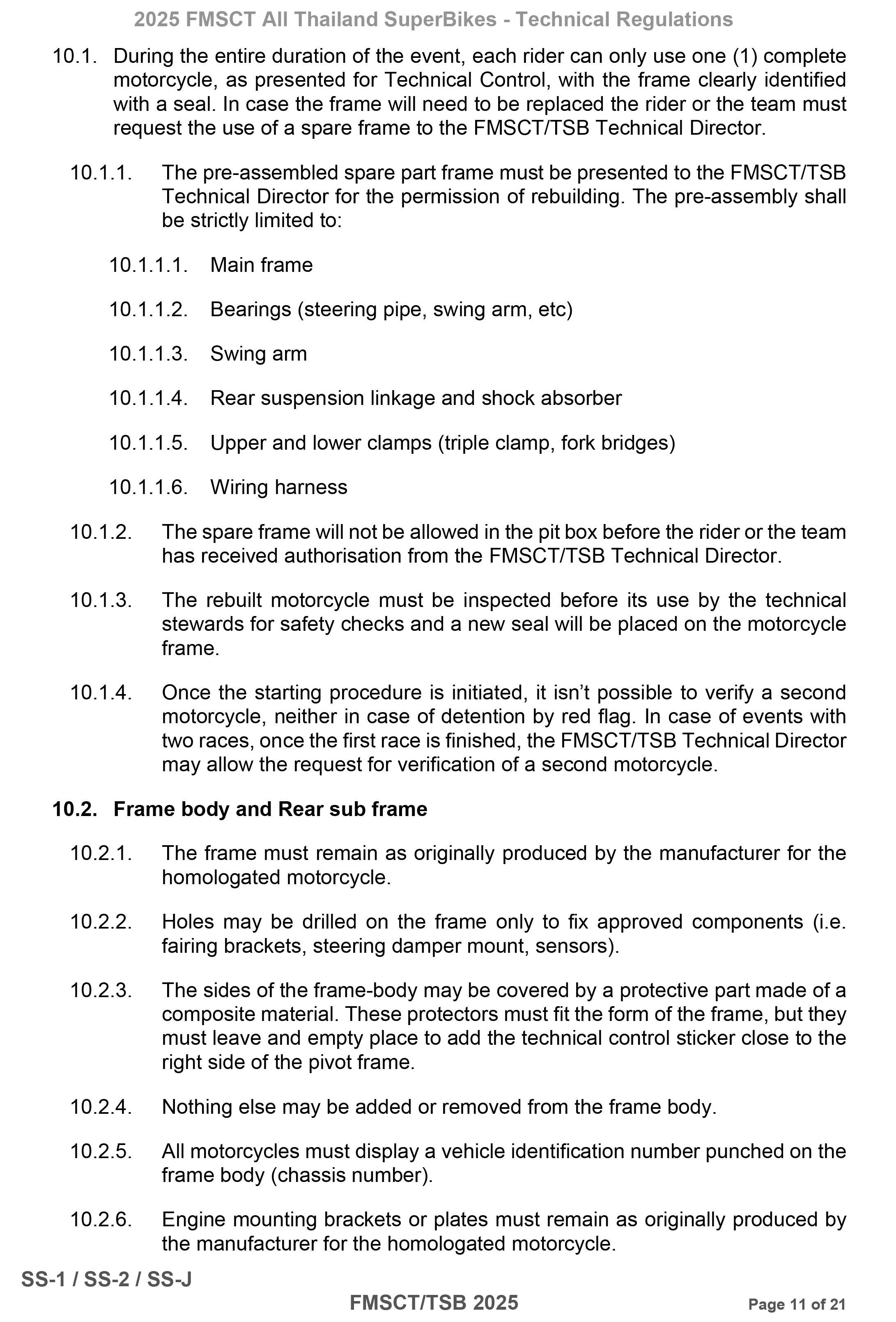 Page 11 of 2025 FMSCTTSB SuperSports 600 Technical Regulations Rev1.2