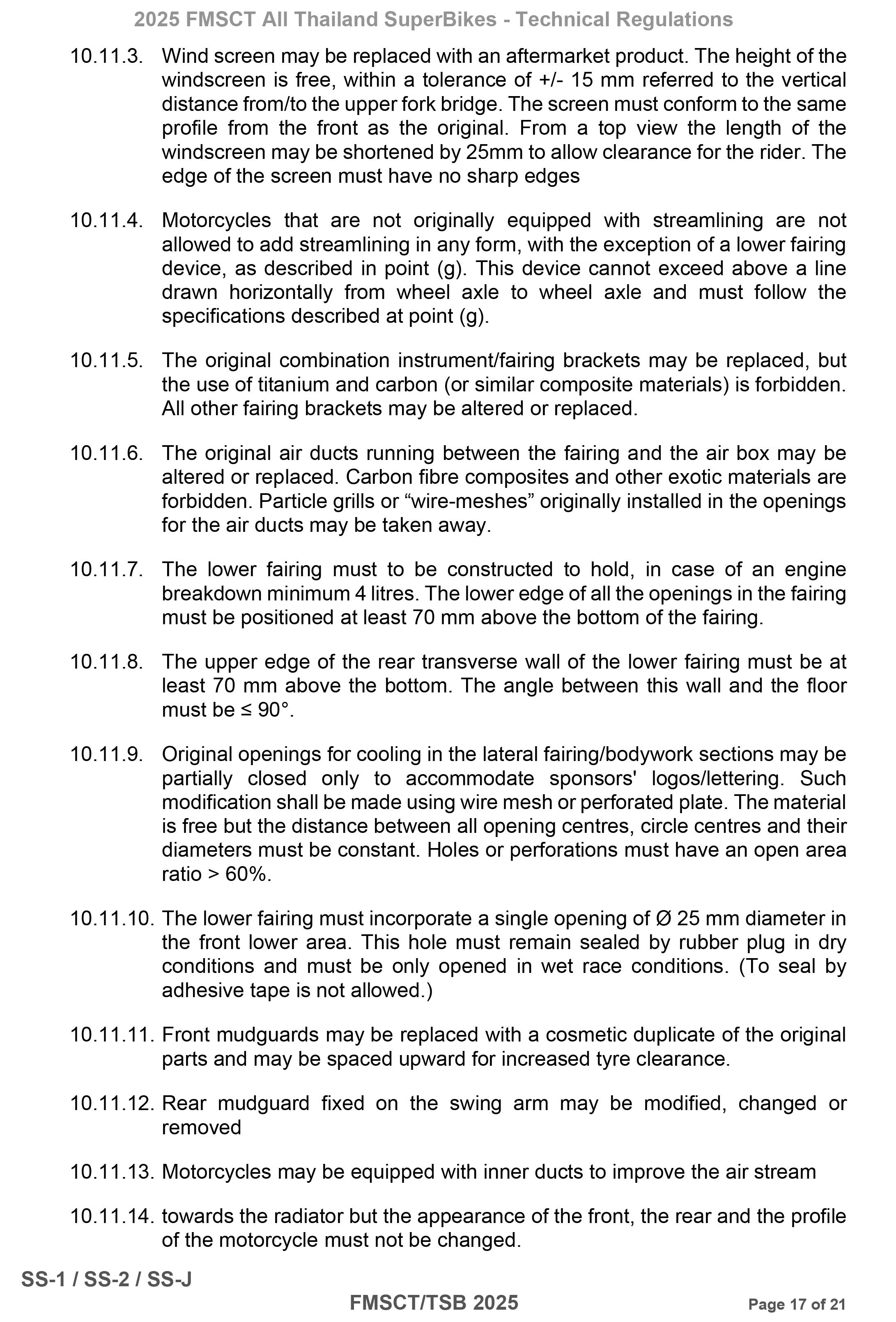 Page 17 of 2025 FMSCTTSB SuperSports 600 Technical Regulations Rev1.2