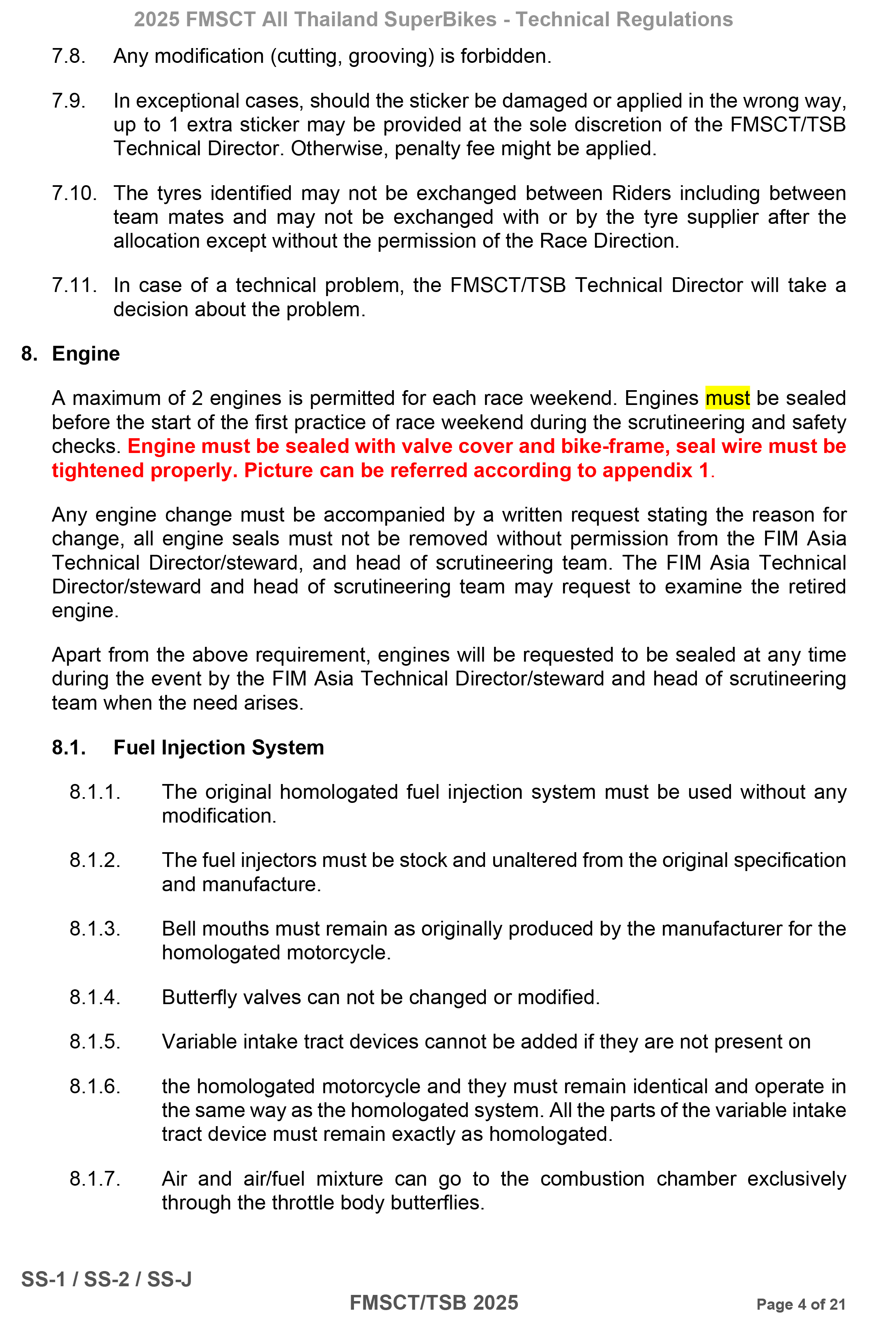 Page 4 of 2025 FMSCTTSB SuperSports 600 Technical Regulations Rev1.2