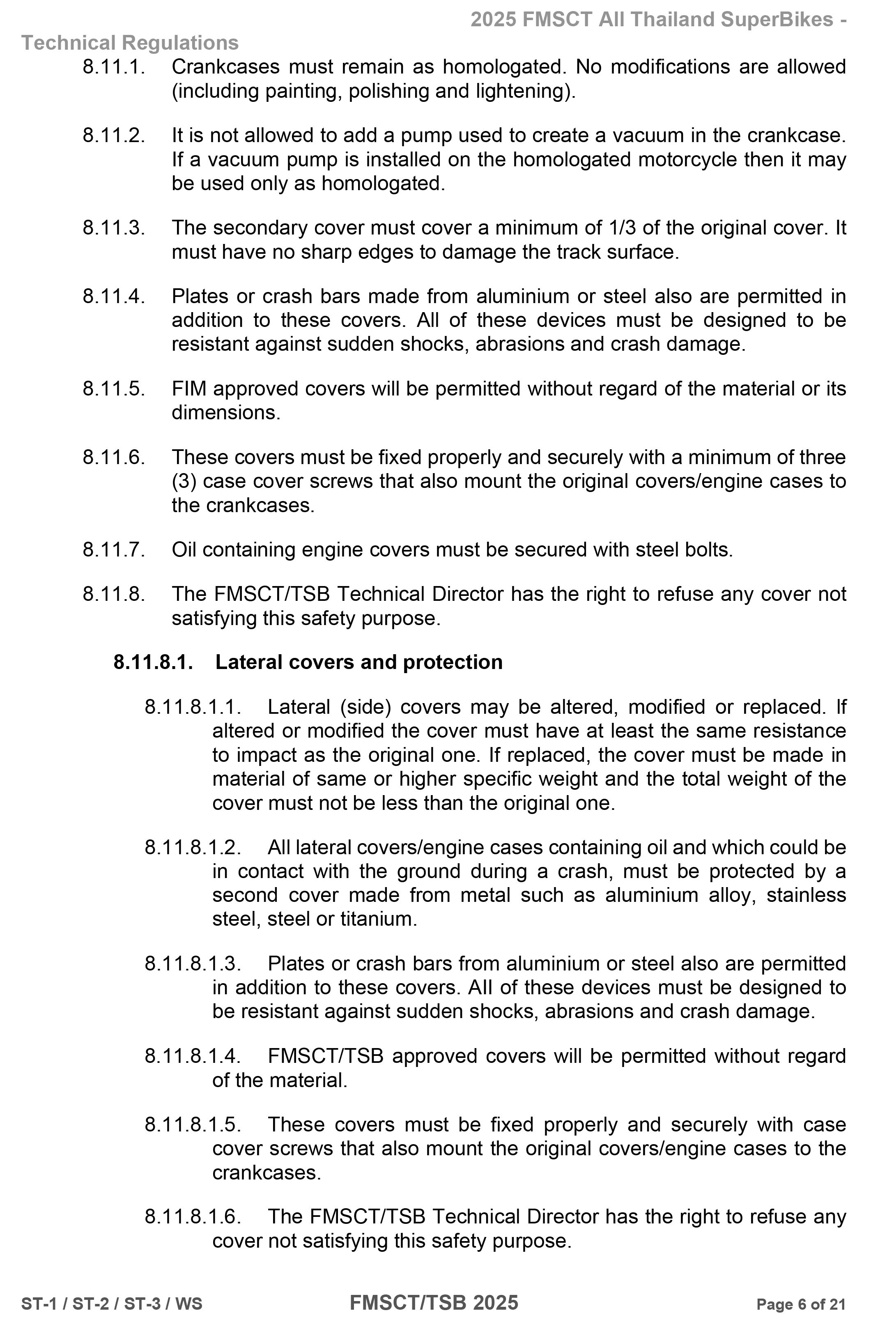 Page 6 of 2025 FMSCTTSB SuperStock 1000 Technical Regulations Rev1.2