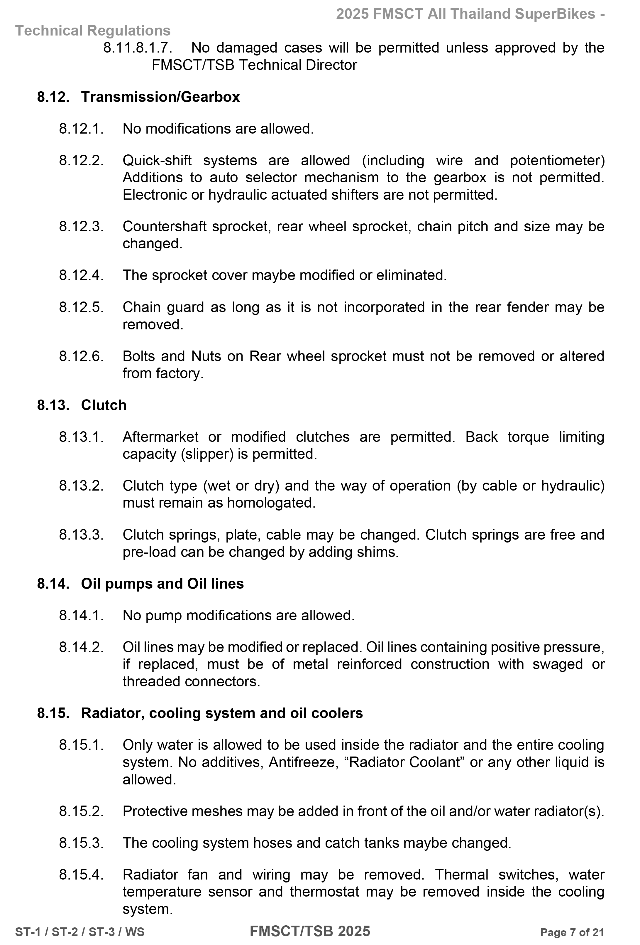 Page 7 of 2025 FMSCTTSB SuperStock 1000 Technical Regulations Rev1.2