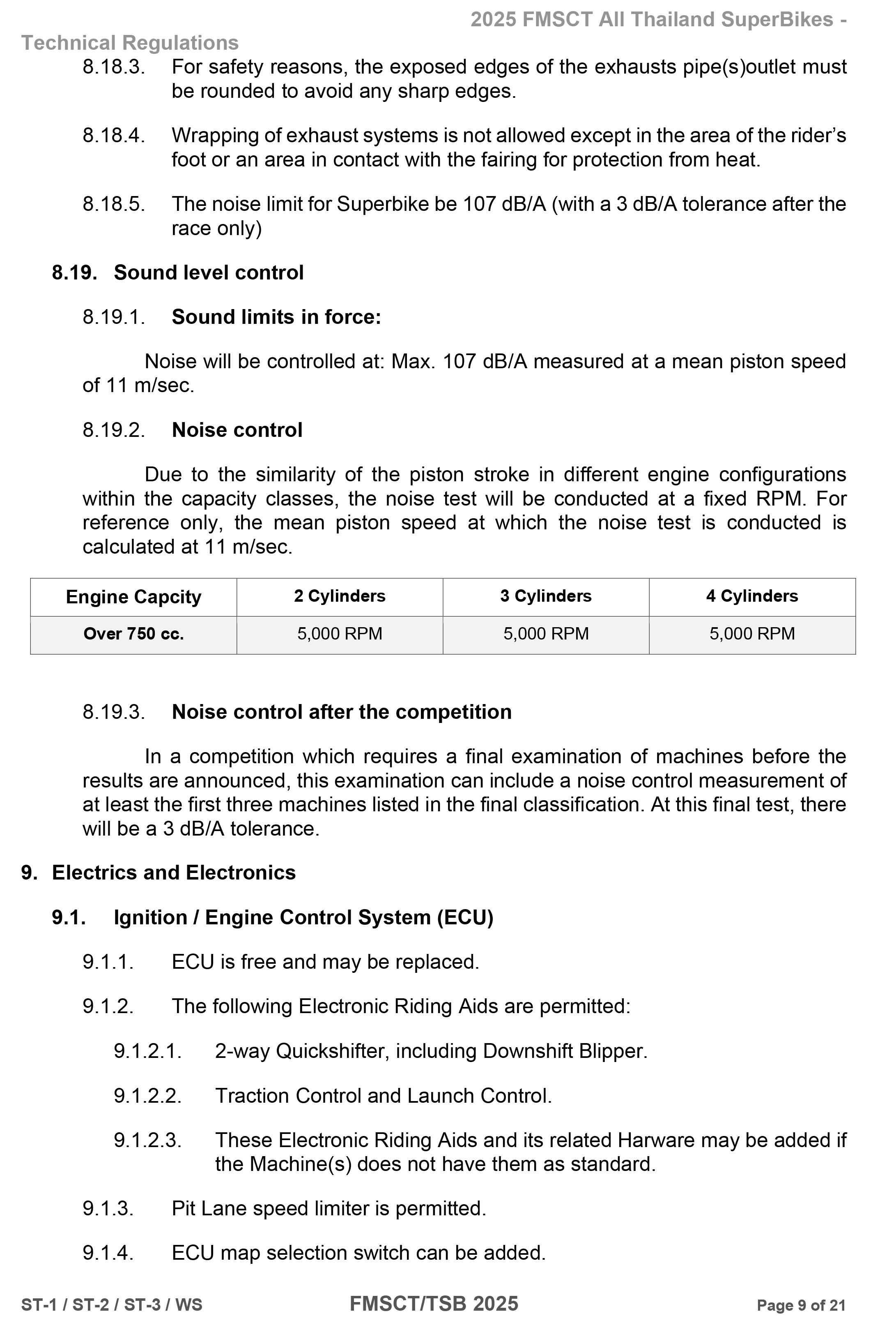 Page 9 of 2025 FMSCTTSB SuperStock 1000 Technical Regulations Rev1.2